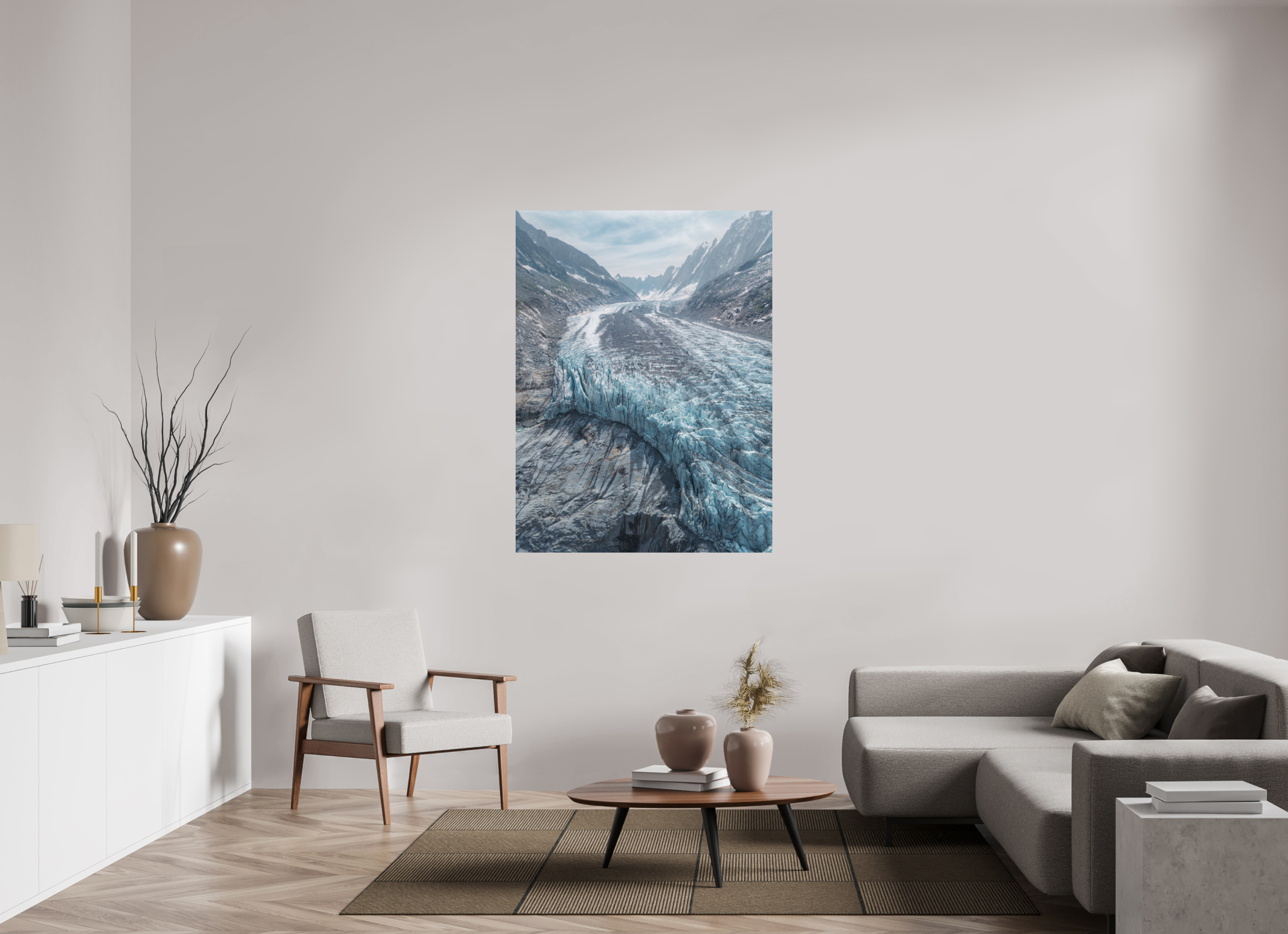 105 x 140 cm, Tirage Fine Art (Papier Mat) Courbe Glaciaire – Glacier d’Argentière
