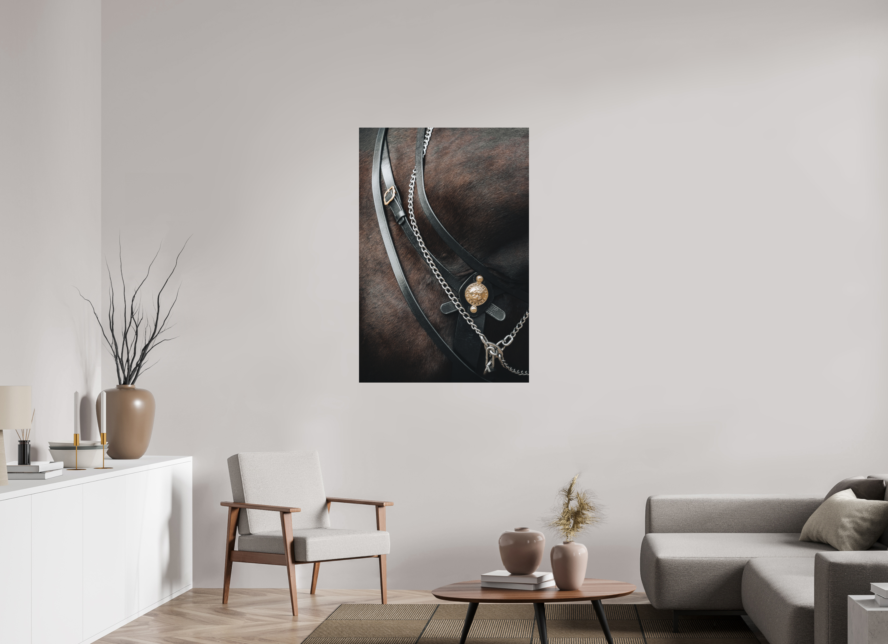 80 x 120 cm, Tirage Fine Art Premium + Détail noble – Licol et robe marron