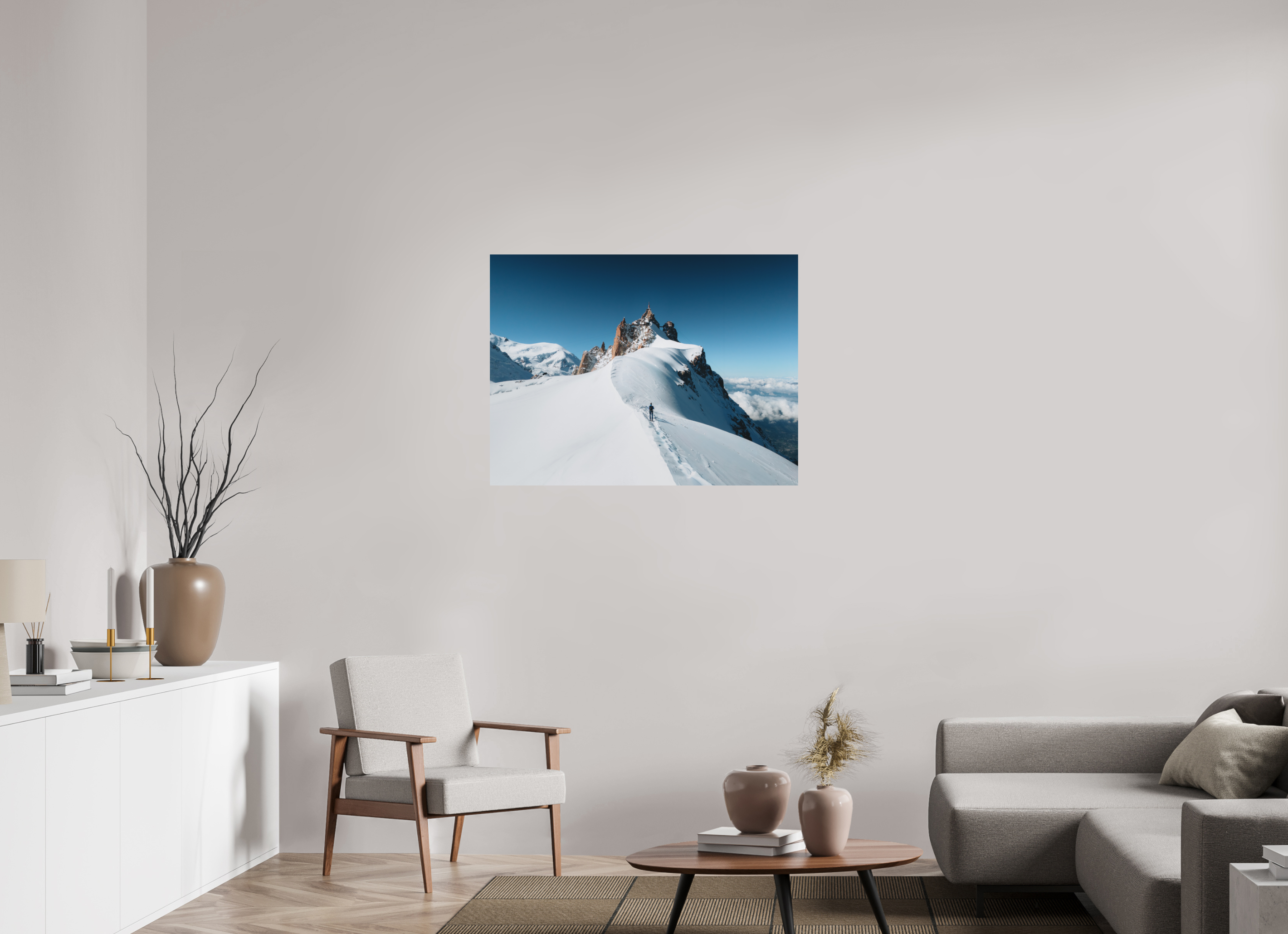 100 x 75 cm, Tirage Fine Art (Papier Mat) Équilibre au sommet – Aiguille du Midi