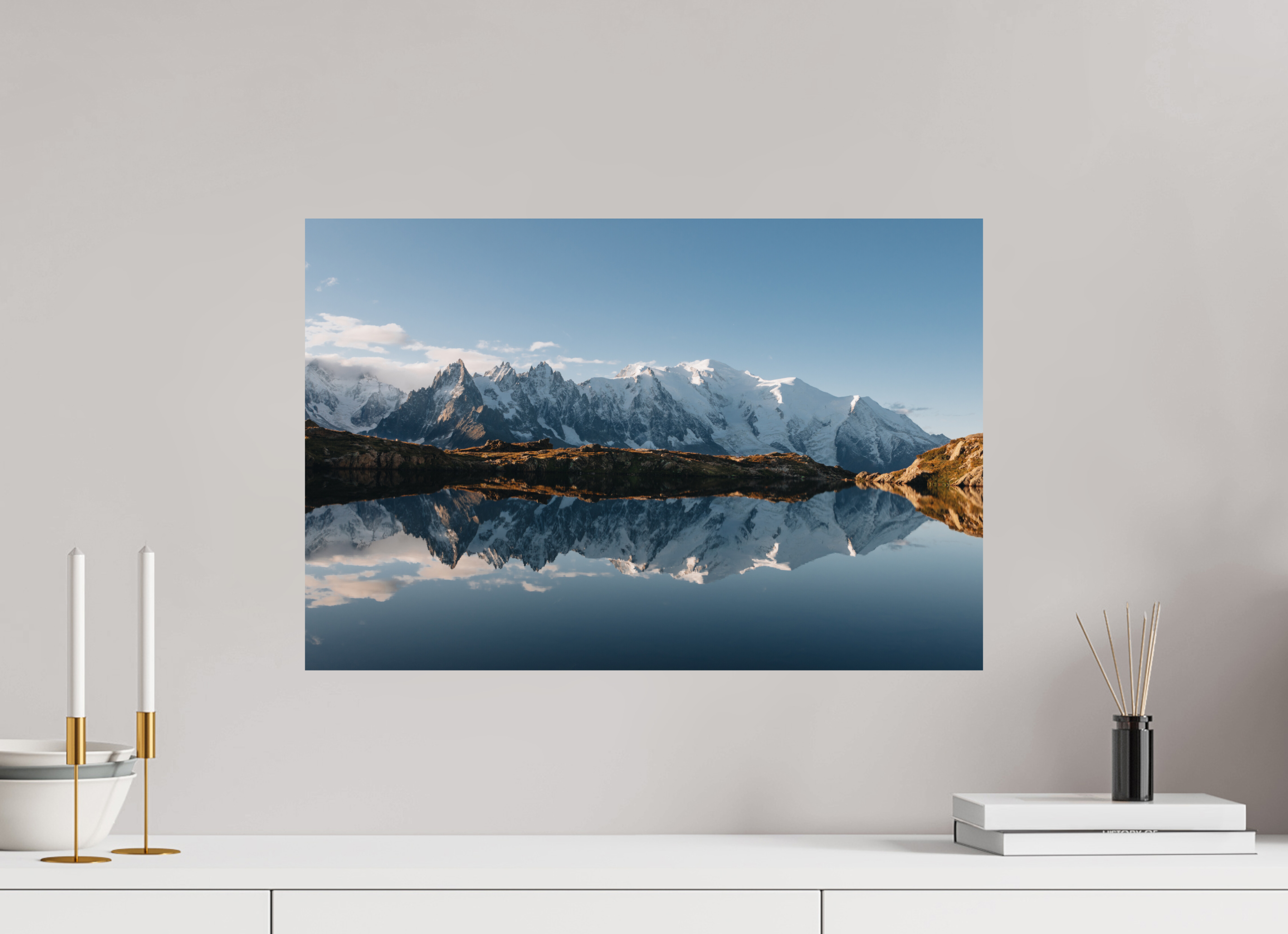 60 x 40 cm, Tirage Fine Art Premium Reflets du Mont-Blanc sur le lac des Cheserys