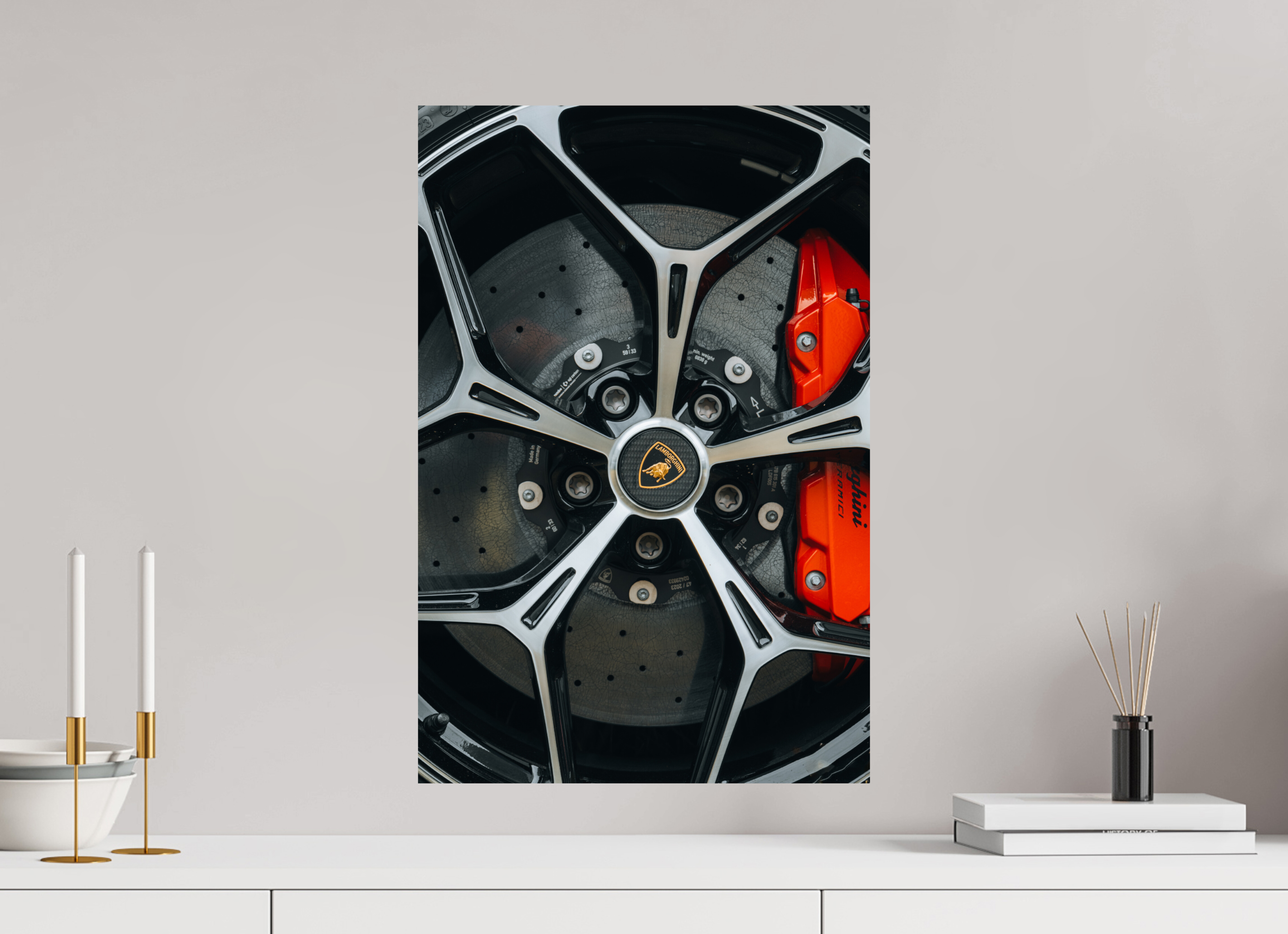 40 x 60 cm, Tirage Fine Art Premium Lamborghini – Détail de jante
