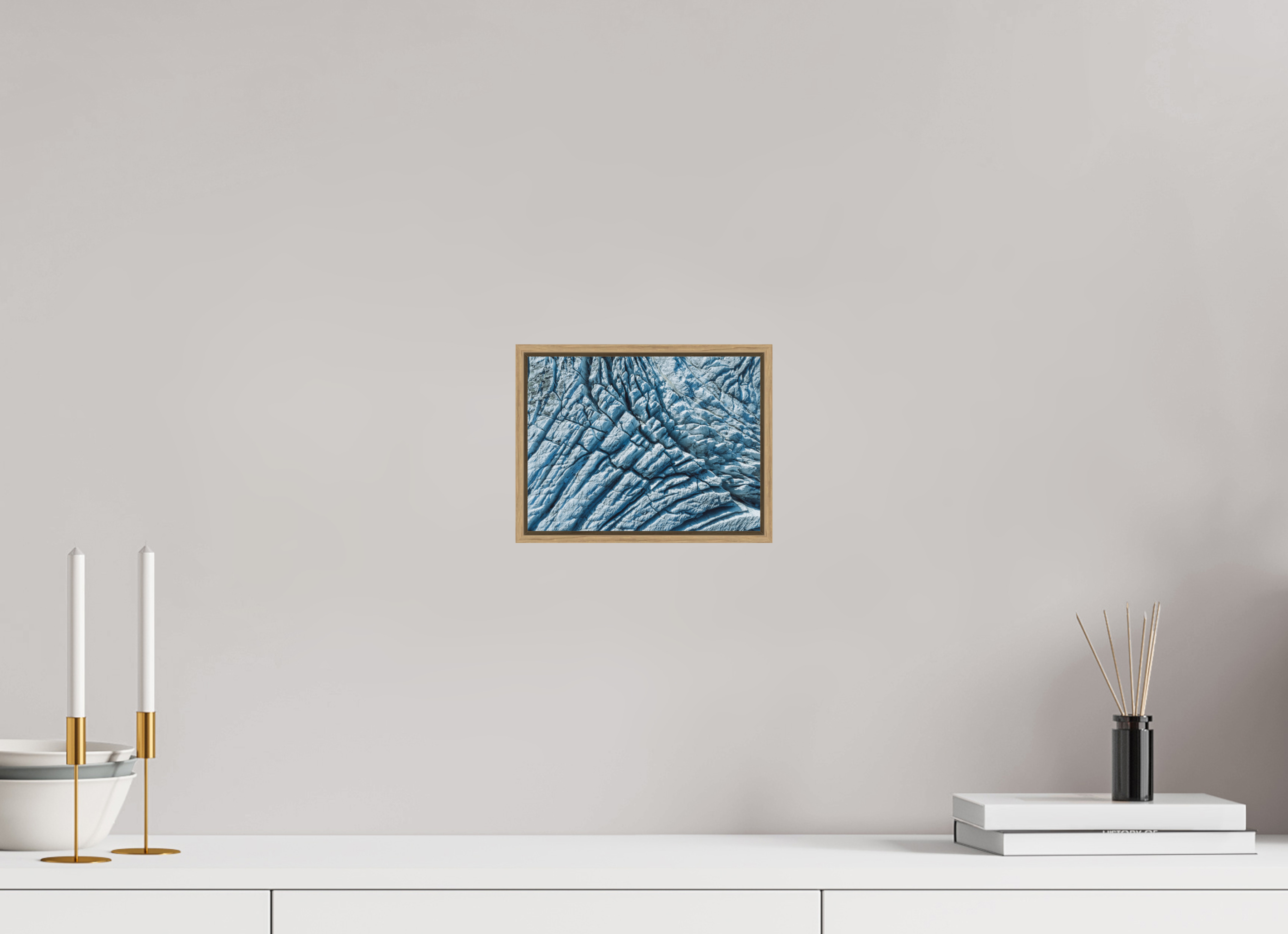 20 x 15 cm, Tirage sous Plexiglas encadré Glacier du Tour – Séracs et Crevasses depuis le Ciel