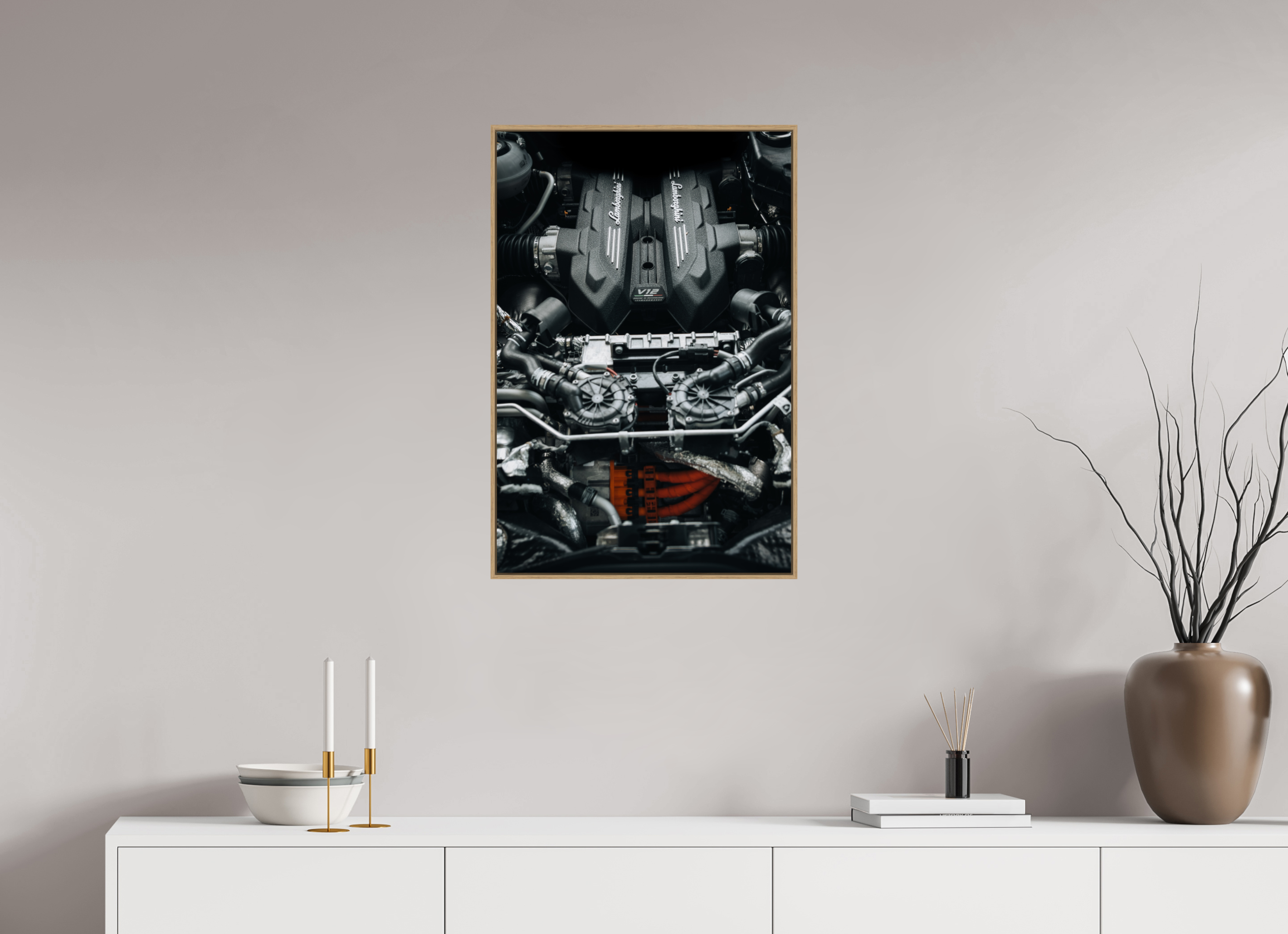 50 x 75 cm, Tirage sous Plexiglas encadré Lamborghini Temerario – V12 dévoilé