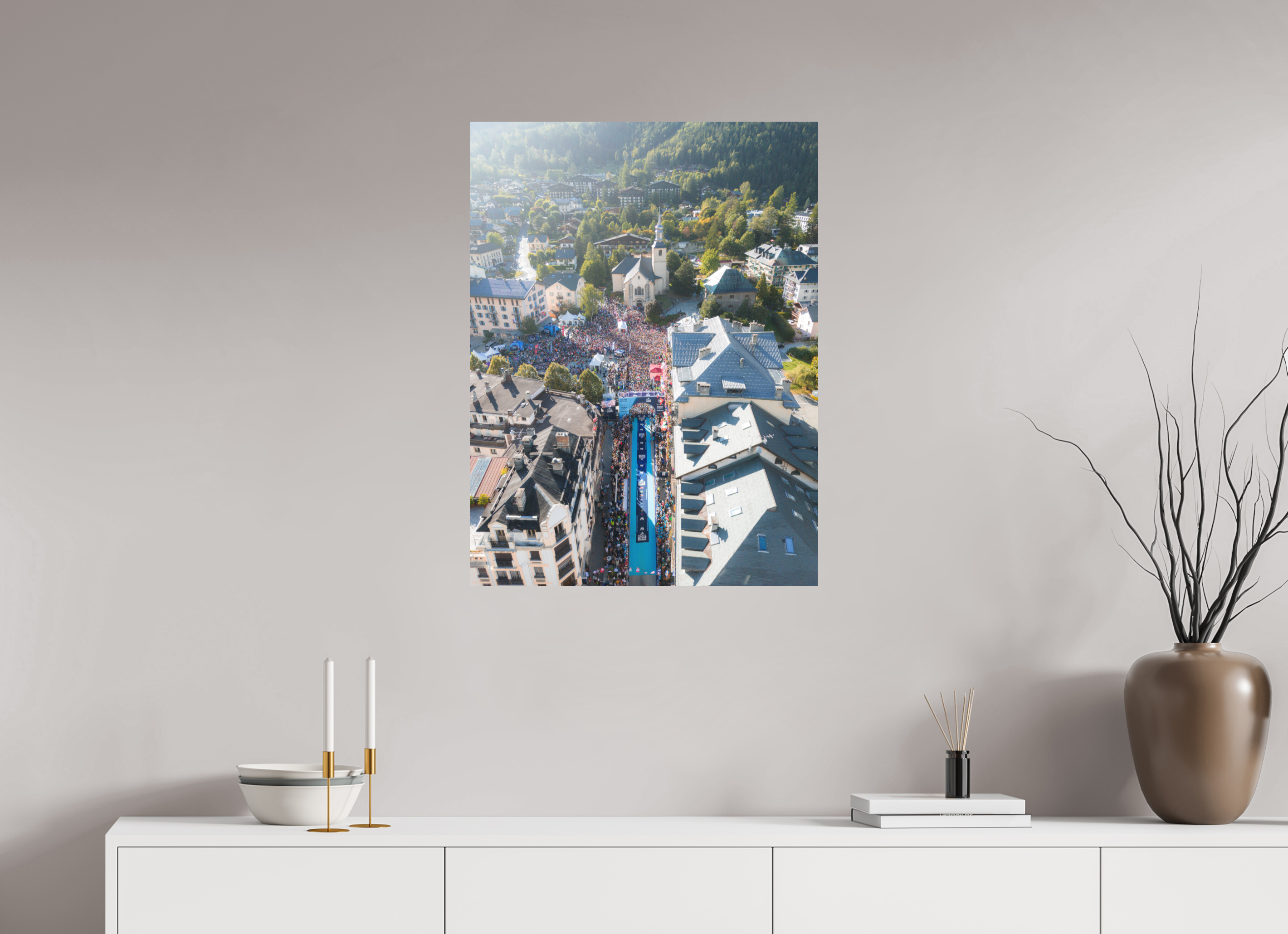 60 x 80 cm, Tirage Fine Art Premium + Vue du ciel, départ de l’UTMB