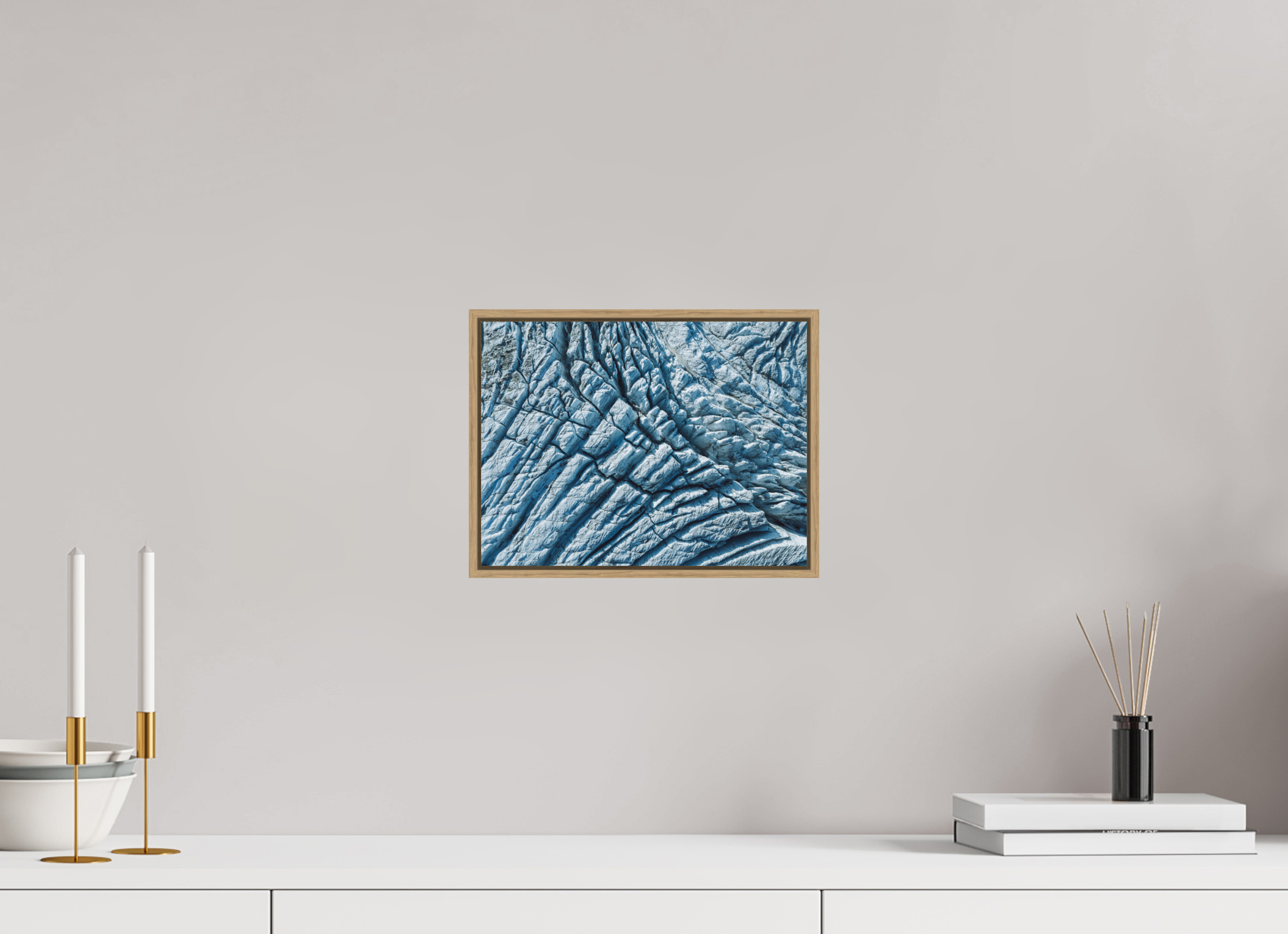 28 x 21 cm, Tirage sous Plexiglas encadré Glacier du Tour – Séracs et Crevasses depuis le Ciel