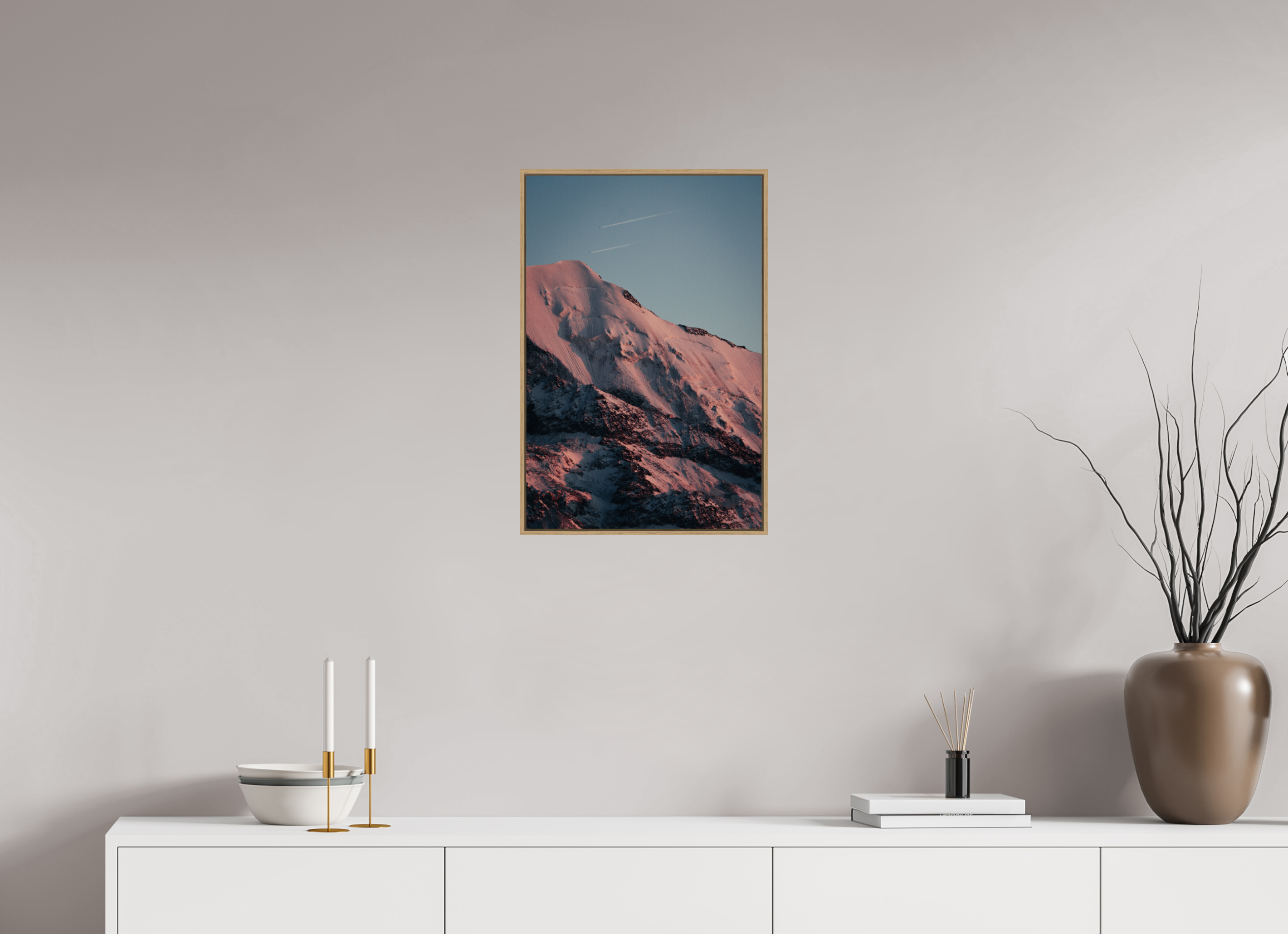 40 x 60 cm, Tirage sous Plexiglas encadré Versant du Dôme du Goûter au crépuscule