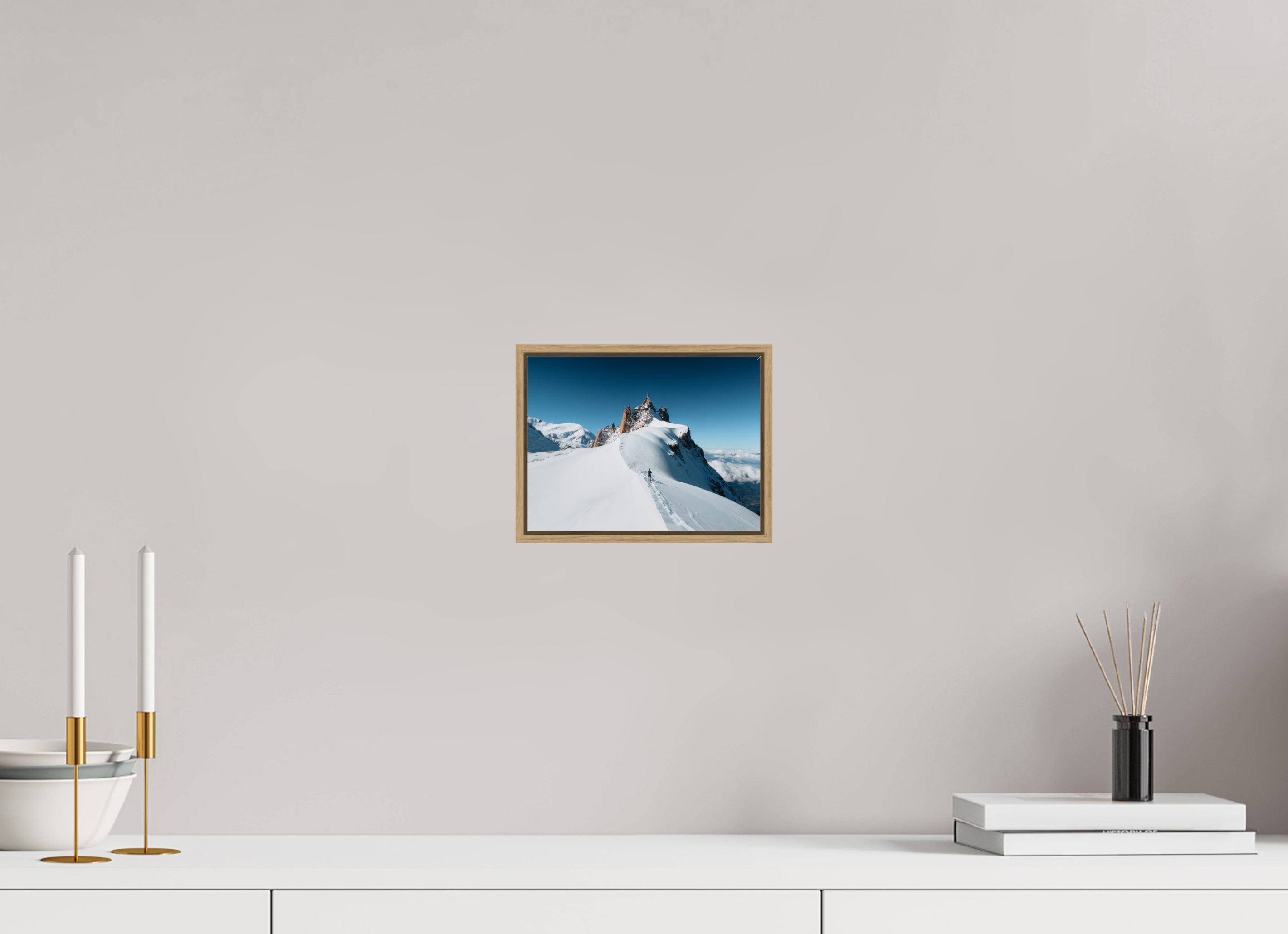 20 x 15 cm, Tirage sous Plexiglas encadré Équilibre au sommet – Aiguille du Midi