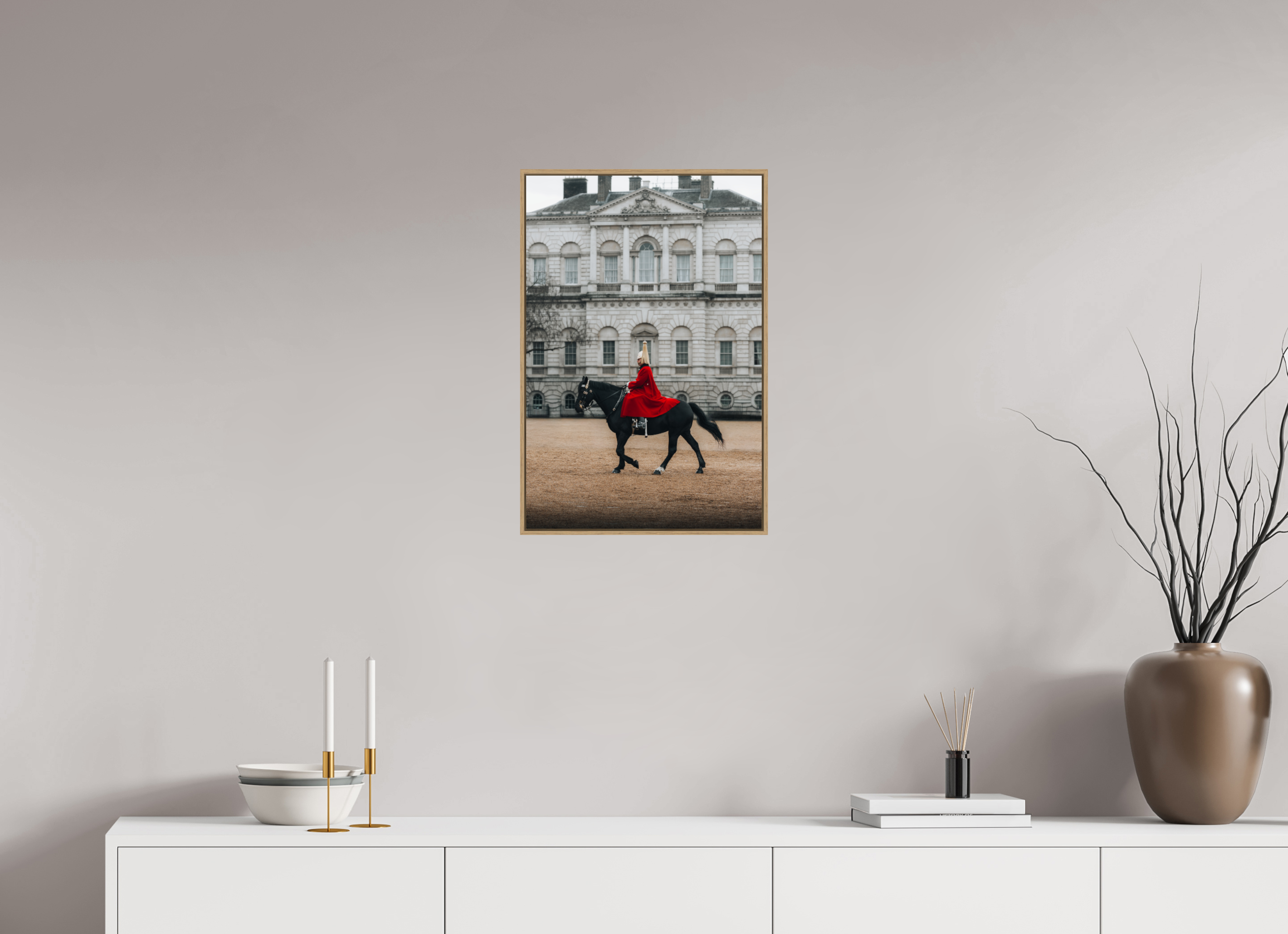 40 x 60 cm, Tirage sous Plexiglas encadré Alignement parfait – Cavalier royal