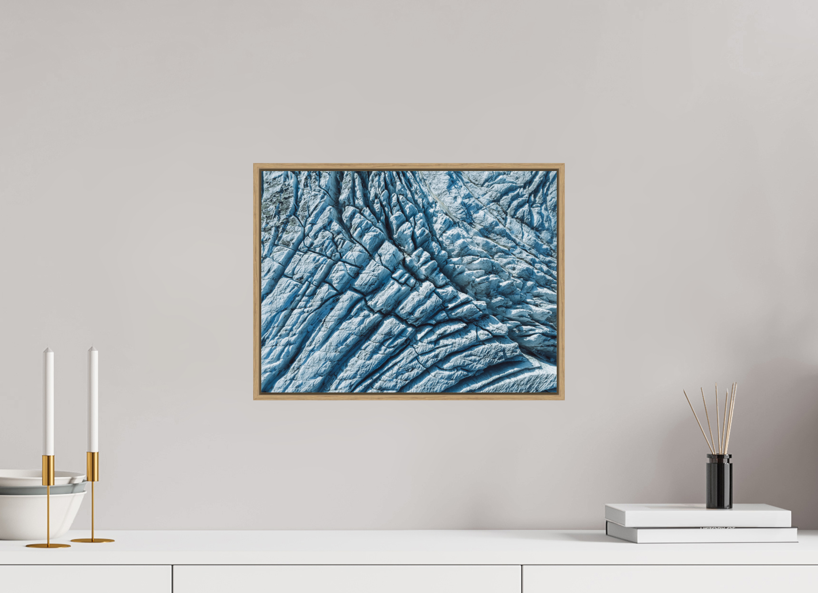 40 x 30 cm, Tirage sous Plexiglas encadré Glacier du Tour – Séracs et Crevasses depuis le Ciel