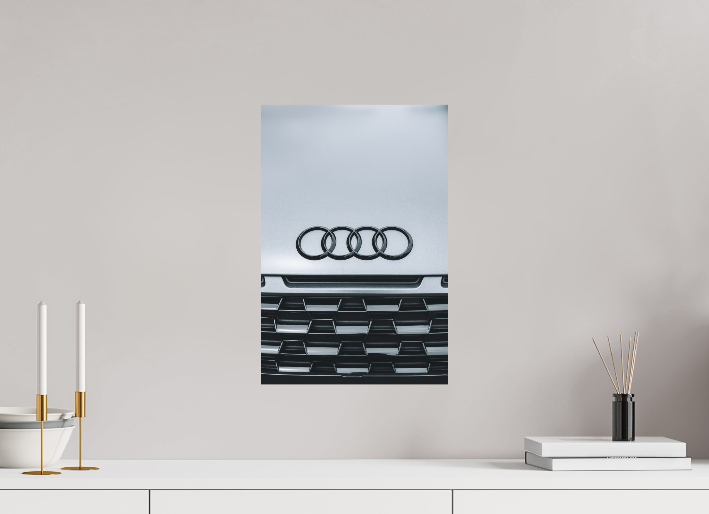 30 x 45 cm, Tirage Fine Art Premium + Audi – Emblème en noir