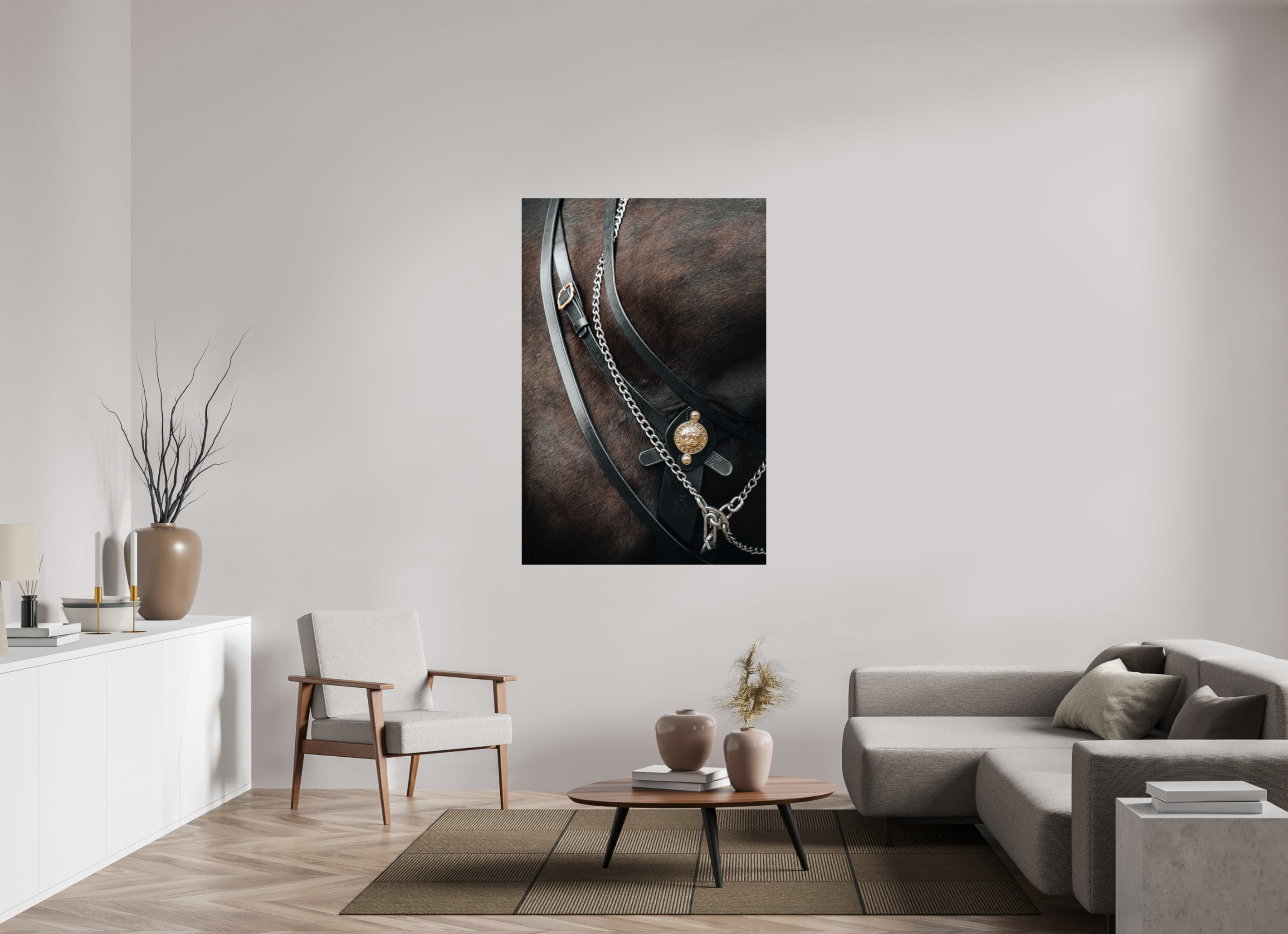 100 x 150 cm, Tirage Fine Art Premium Détail noble – Licol et robe marron