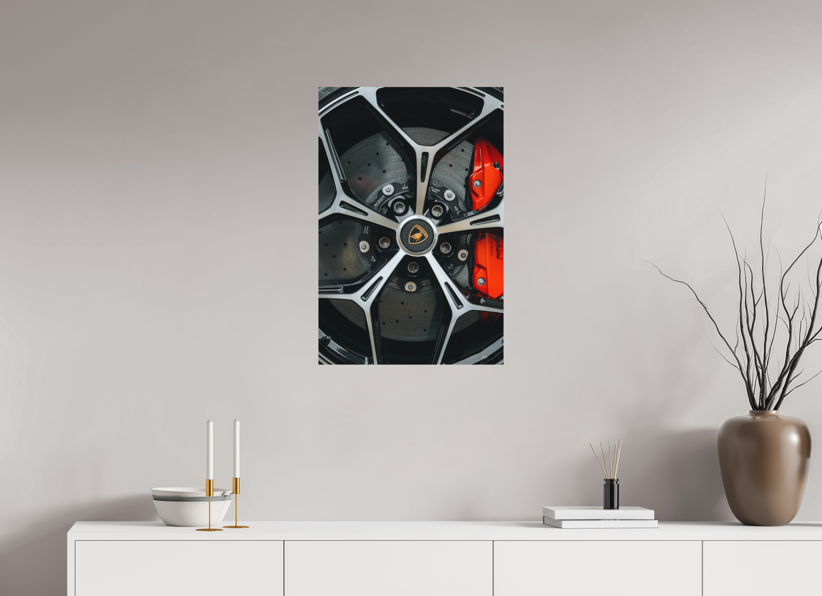 50 x 75 cm, Tirage Fine Art (Papier Mat) Lamborghini – Détail de jante