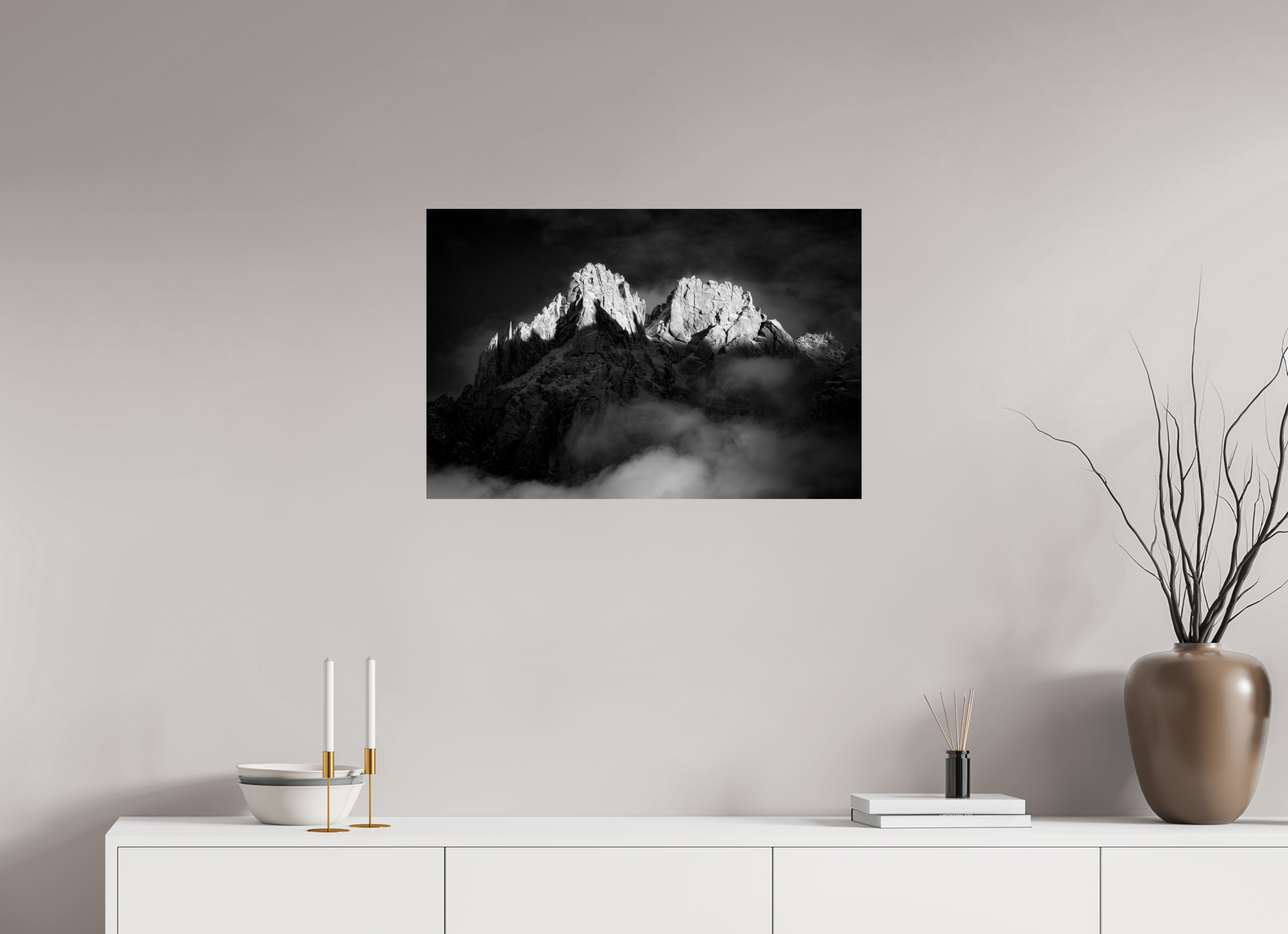 75 x 50 cm, Tirage Fine Art Premium Sommets Illuminés – Aoste, Italie