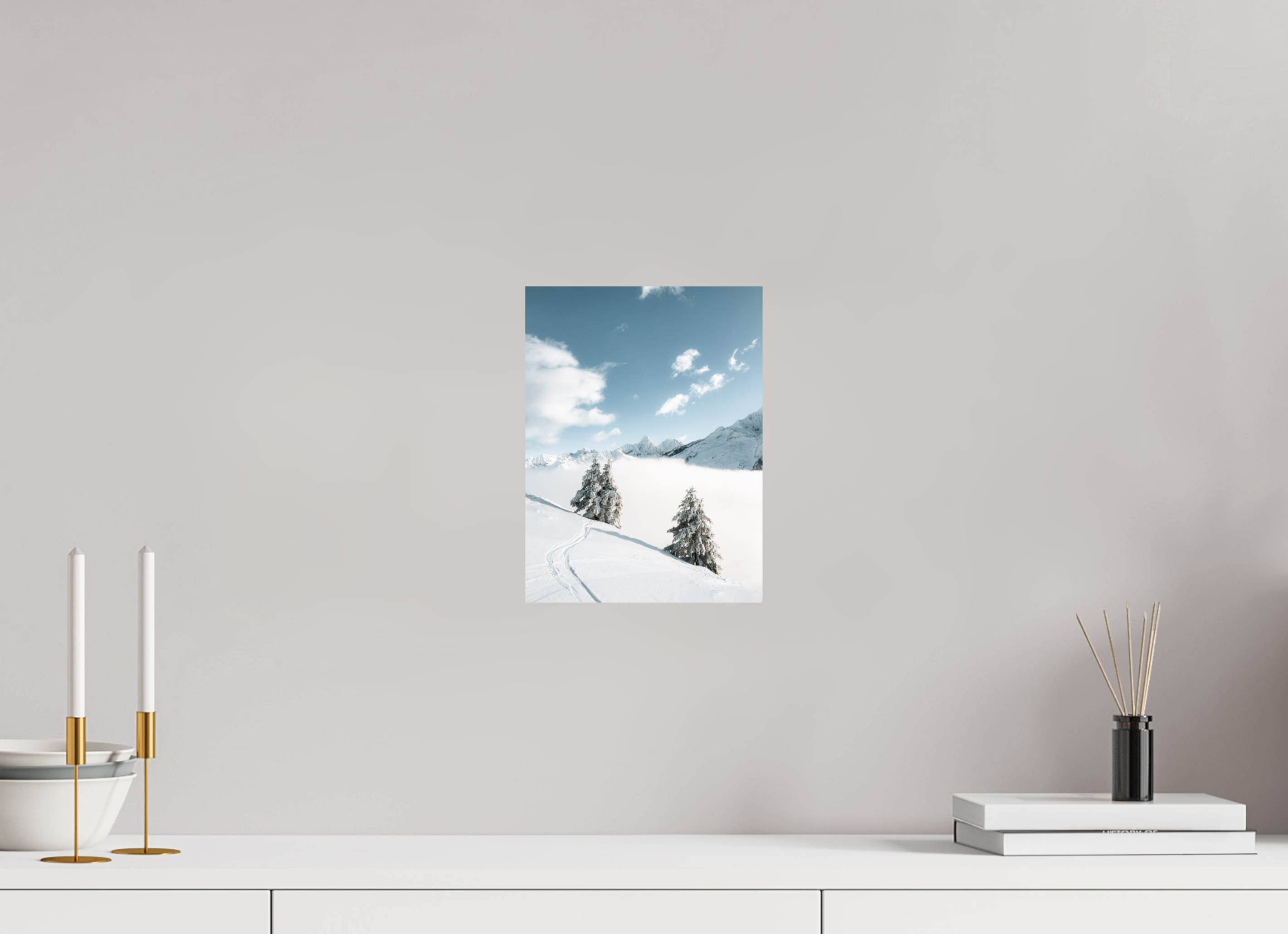 21 x 28 cm, Tirage Fine Art Premium Traces dans la poudre – Hiver en montagne