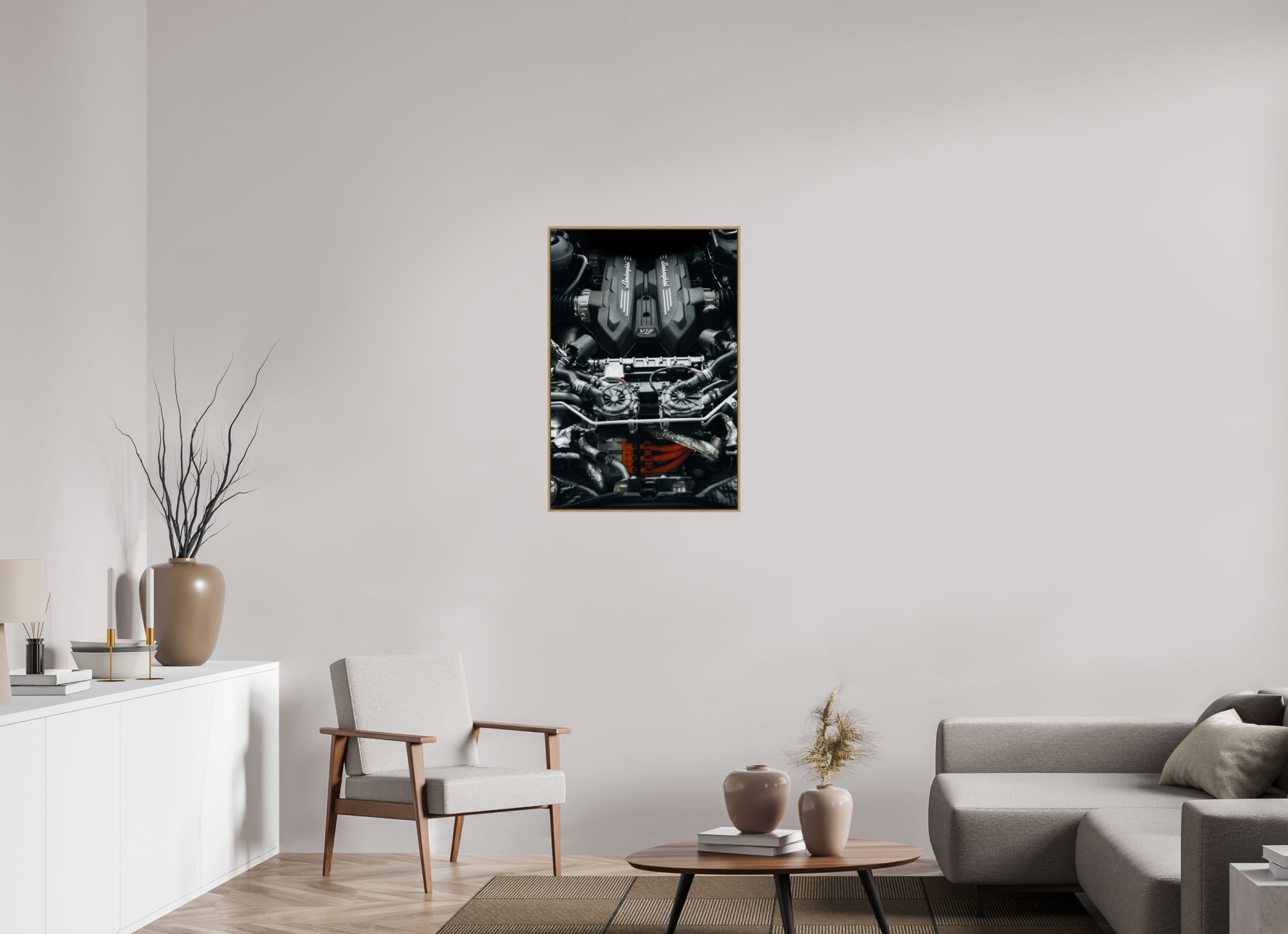 60 x 90 cm, Tirage sous Plexiglas encadré Lamborghini Temerario – V12 dévoilé