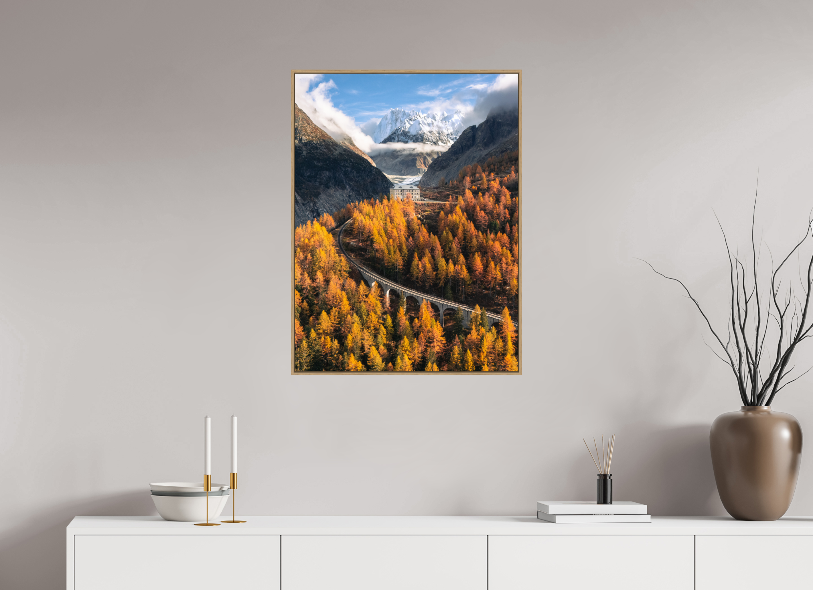 60 x 80 cm, Tirage sous Plexiglas encadré Train du Montenvers – Automne en Haute-Savoie