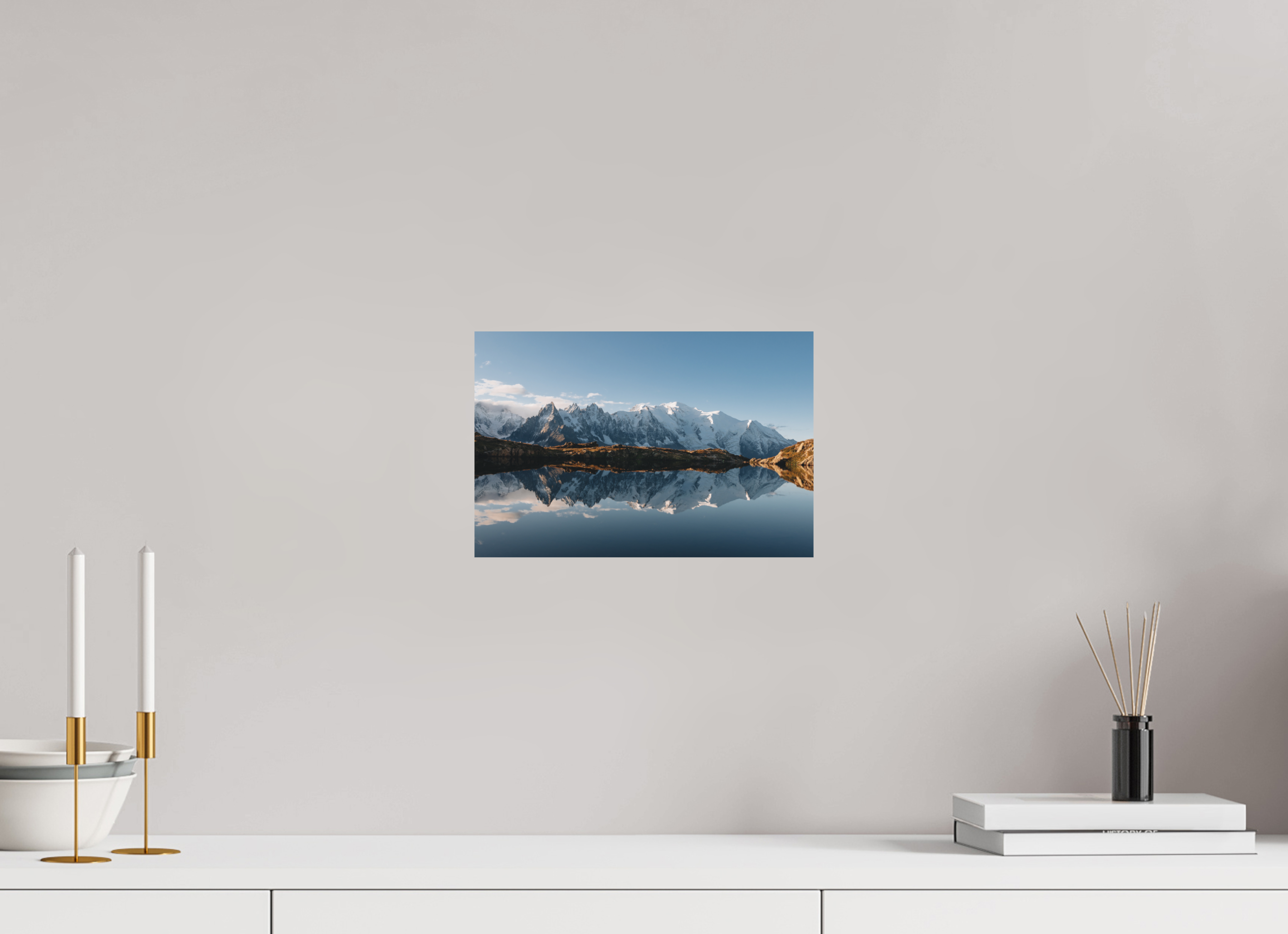 30 x 20 cm, Tirage Fine Art (Papier Mat) Reflets du Mont-Blanc sur le lac des Cheserys
