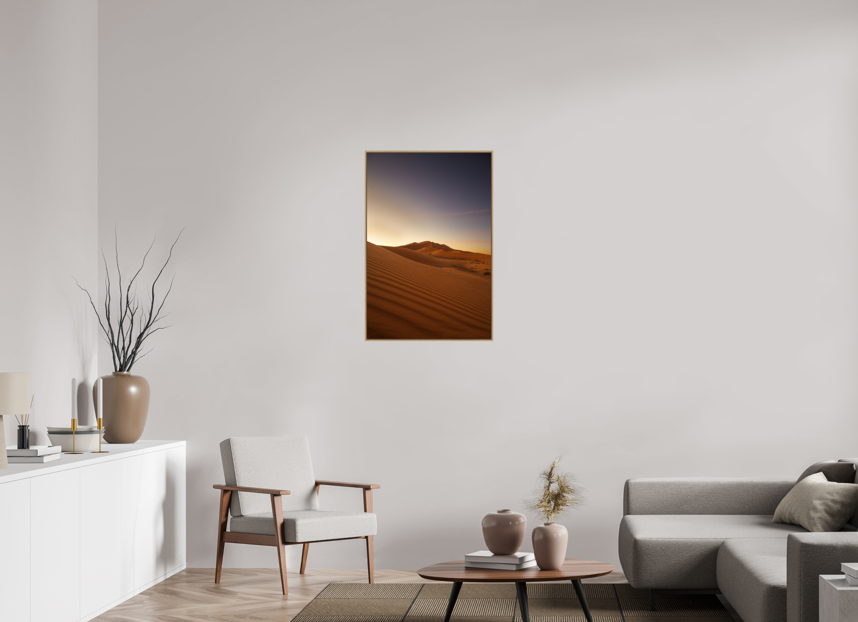 60 x 90 cm, Tirage sous Plexiglas encadré Dune au lever du soleil
