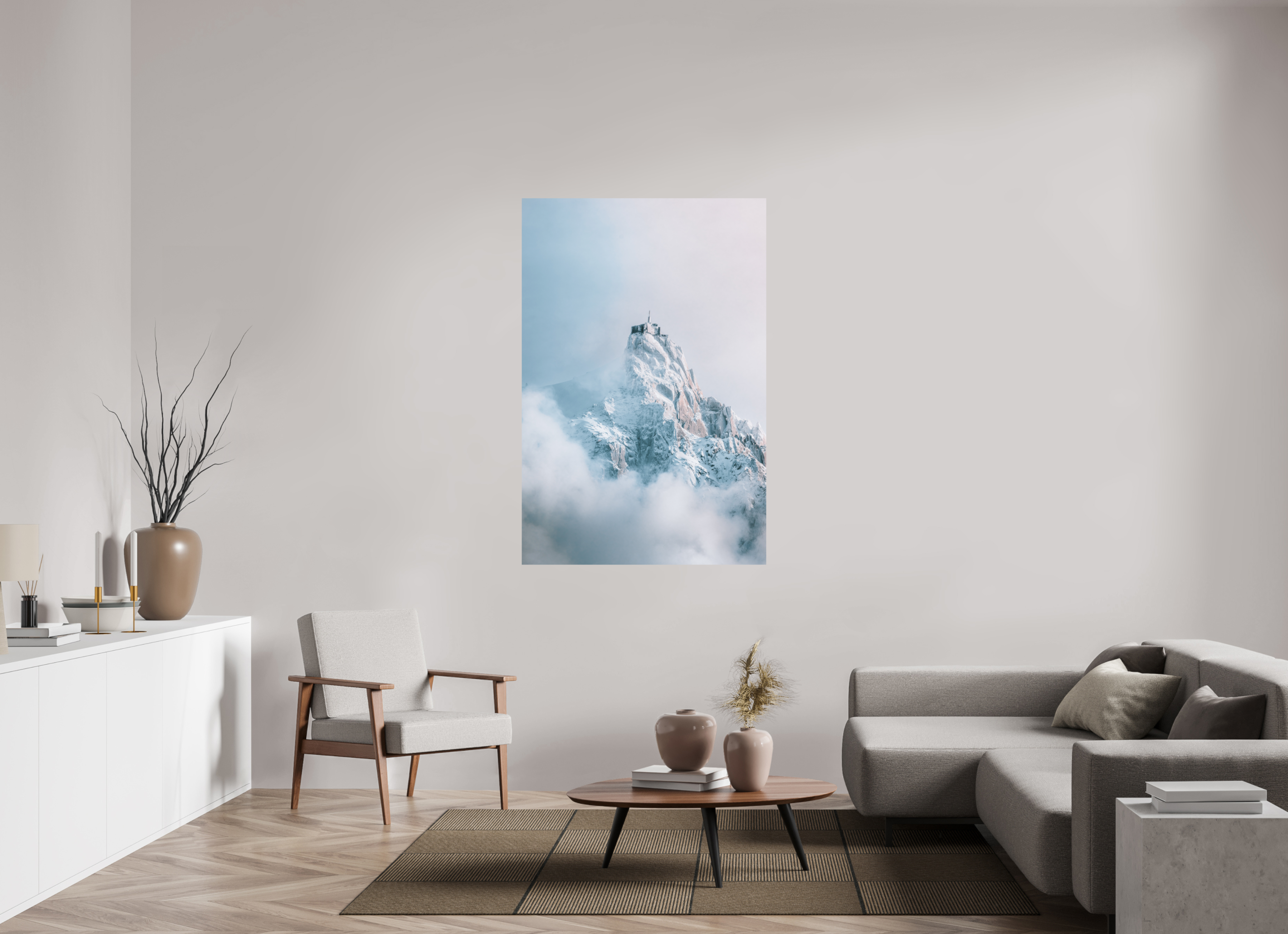 100 x 150 cm, Tirage Fine Art Premium Aiguille du Midi au réveil hivernal