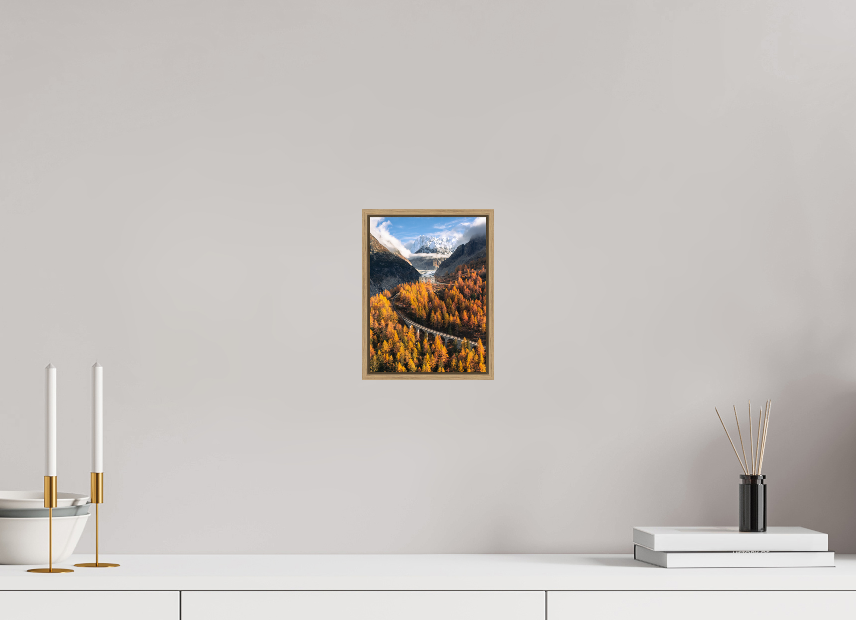 15 x 20 cm, Tirage sous Plexiglas encadré Train du Montenvers – Automne en Haute-Savoie