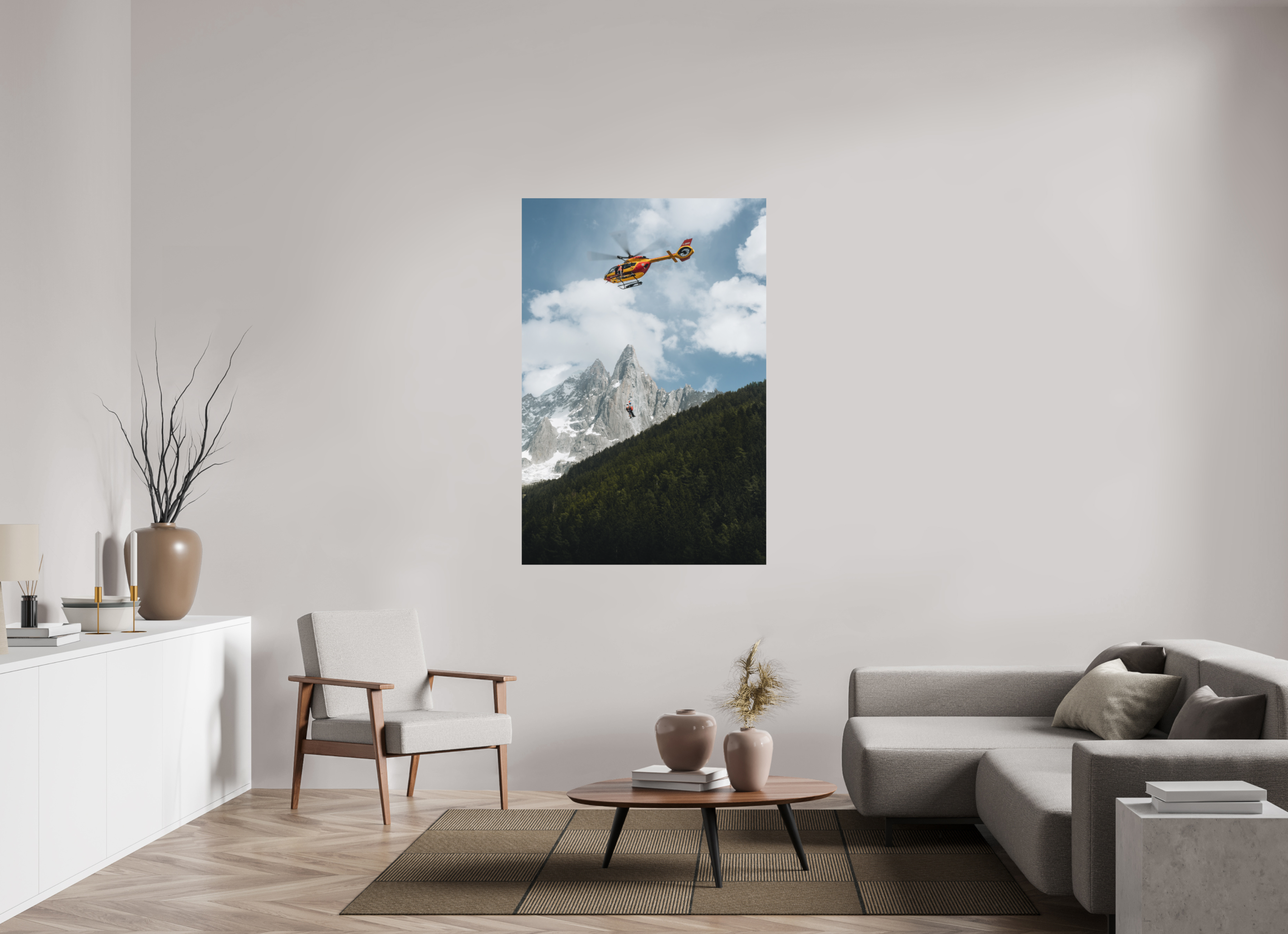 100 x 150 cm, Tirage Fine Art (Papier Mat) Sauvetage estival au cœur des Drus