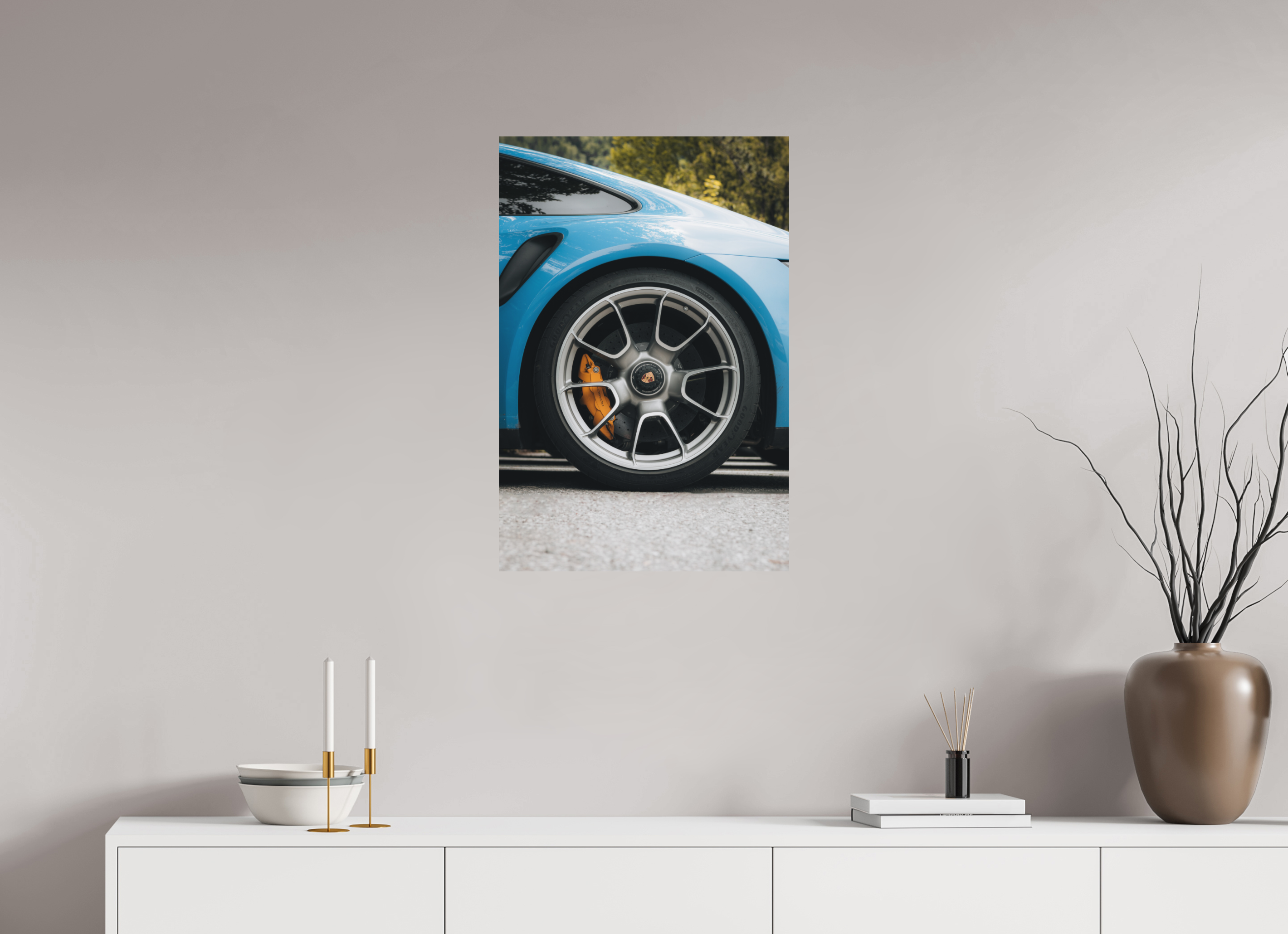 50 x 75 cm, Tirage Fine Art (Papier Mat) Porsche 911 – Détail mécanique