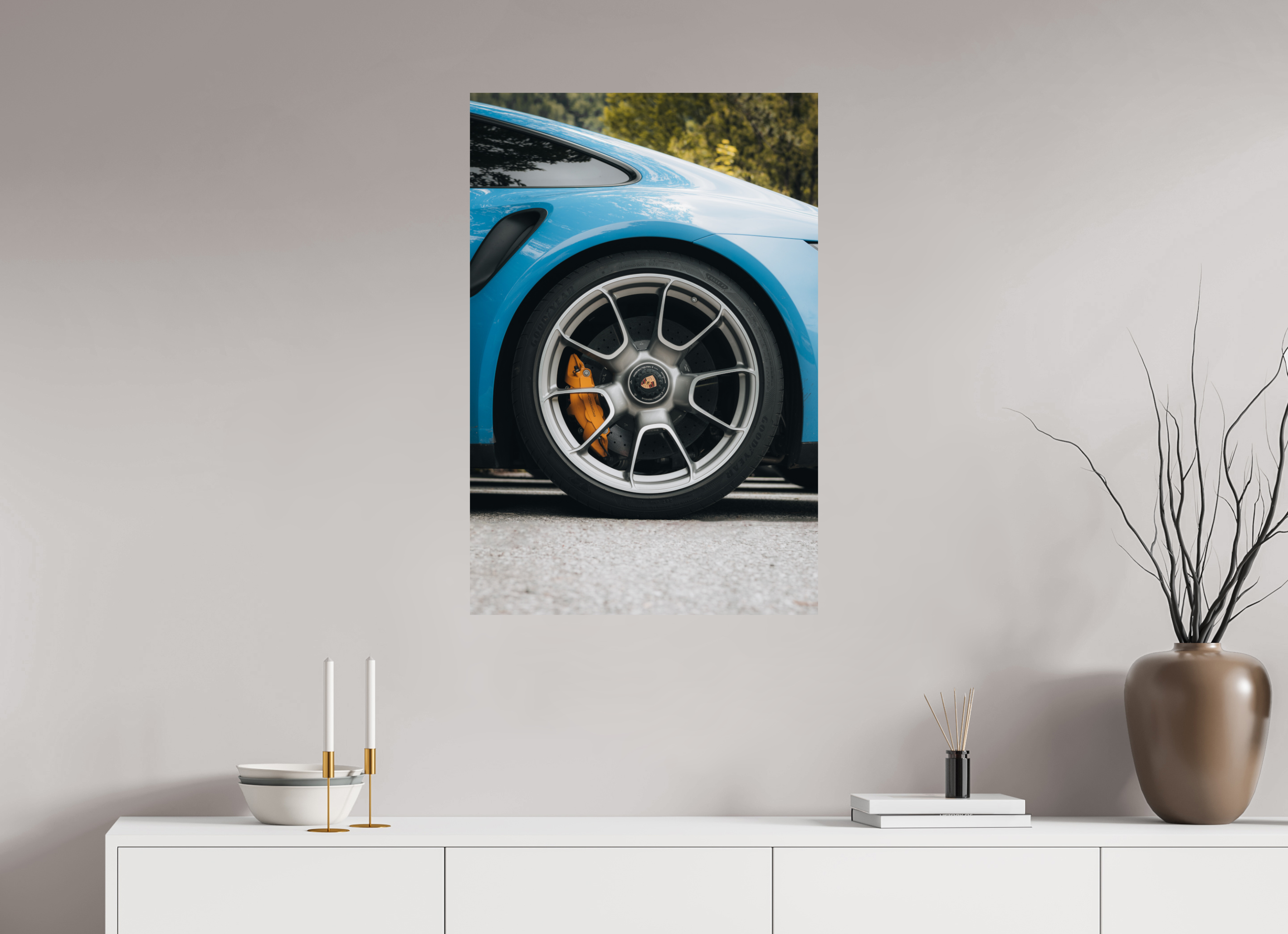 60 x 90 cm, Tirage Fine Art Premium Porsche 911 – Détail mécanique