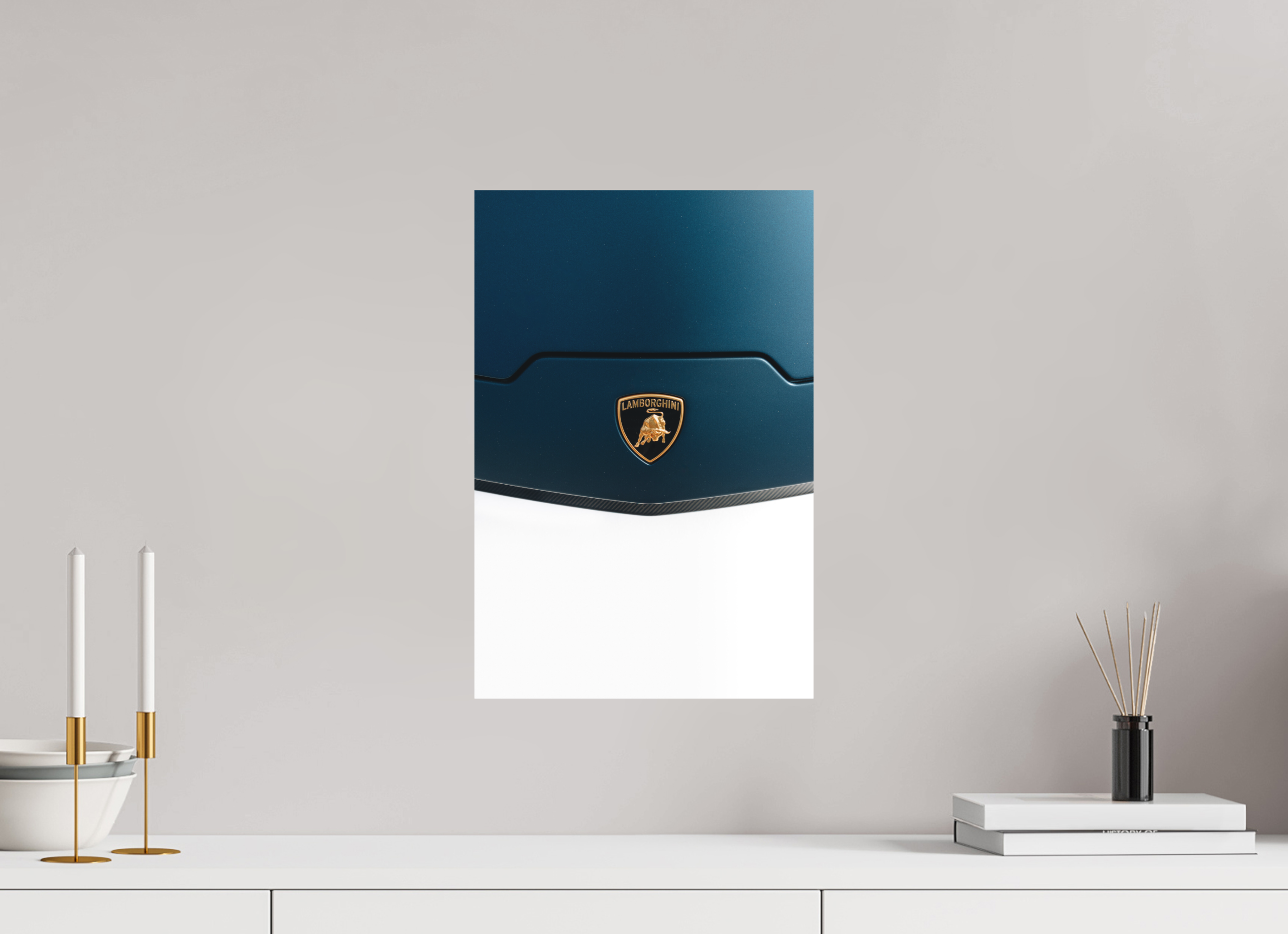 30 x 45 cm, Tirage Fine Art (Papier Mat) Lamborghini Temerario – Élégance et puissance en bleu