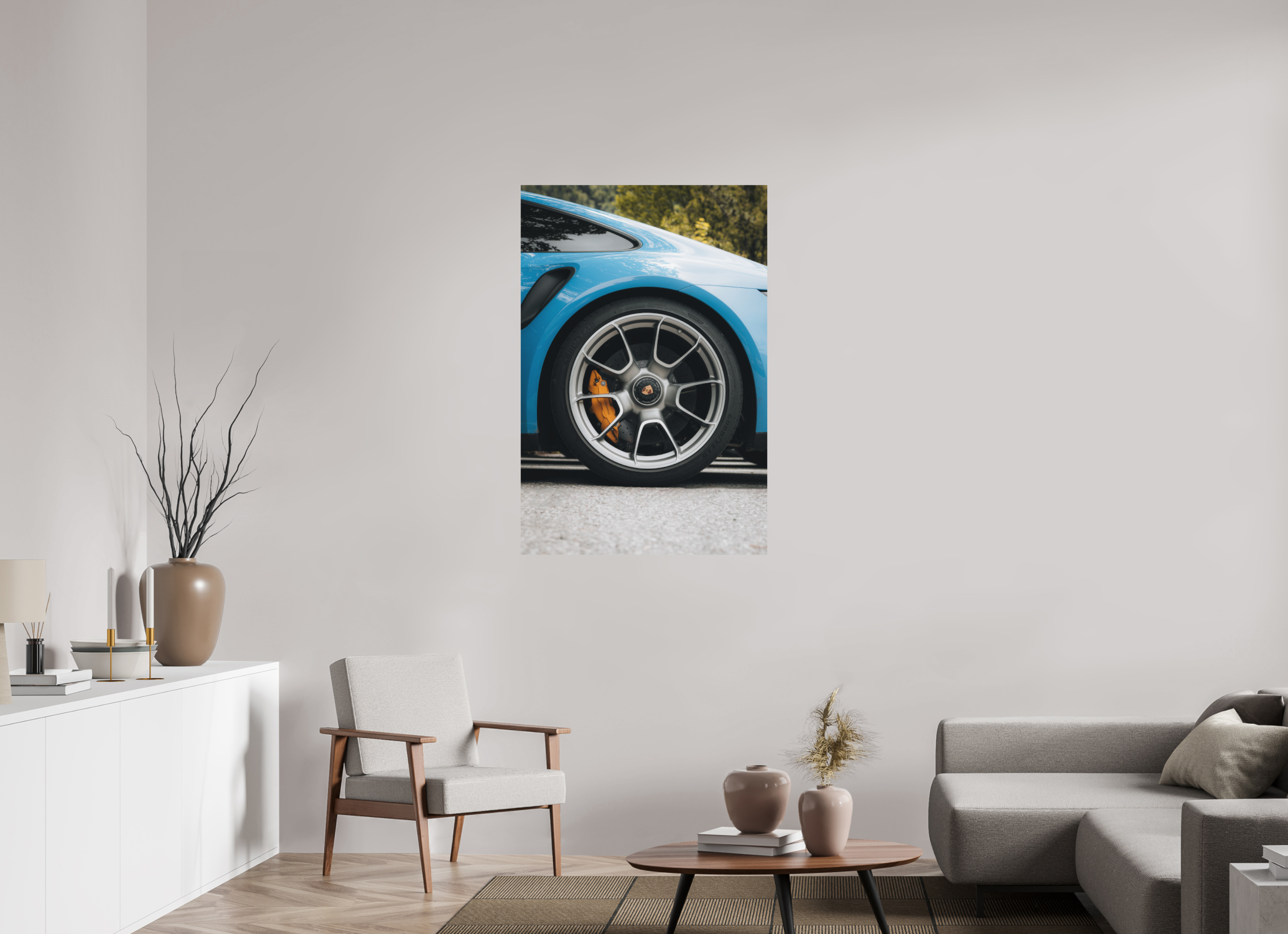 80 x 120 cm, Tirage Fine Art (Papier Mat) Porsche 911 – Détail mécanique