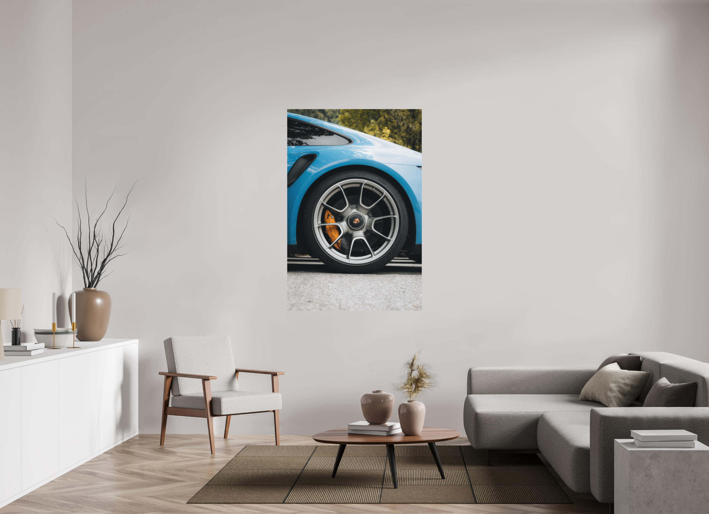 100 x 150 cm, Tirage Fine Art (Papier Mat) Porsche 911 – Détail mécanique