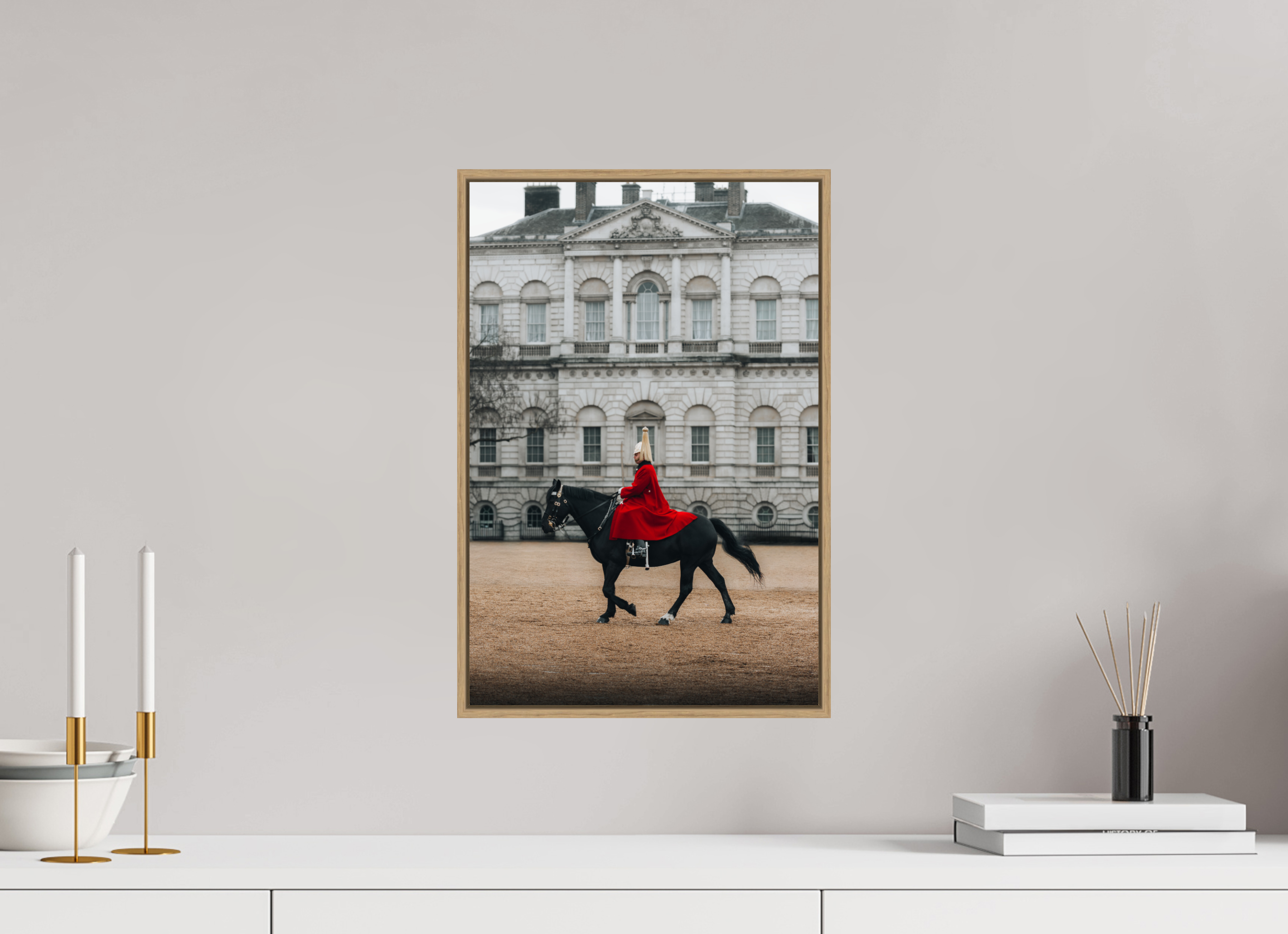 30 x 45 cm, Tirage sous Plexiglas encadré Alignement parfait – Cavalier royal