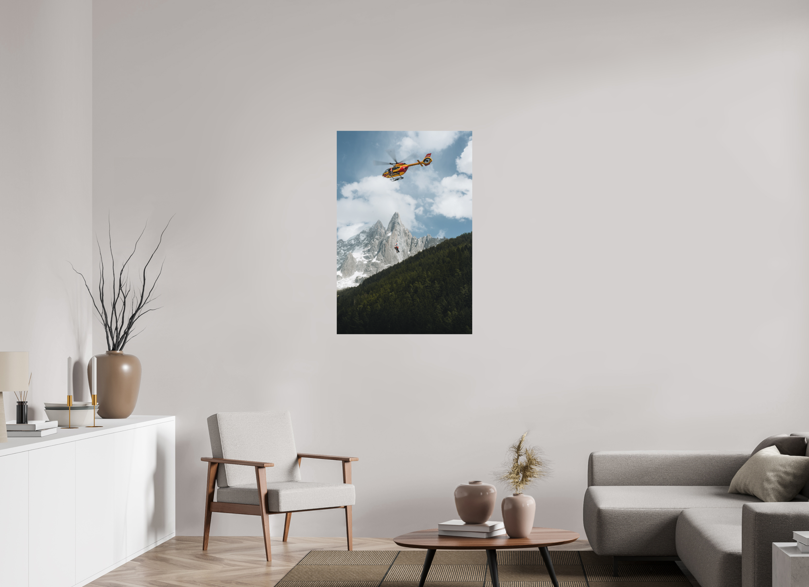 70 x 105 cm, Tirage Fine Art (Papier Mat) Sauvetage estival au cœur des Drus