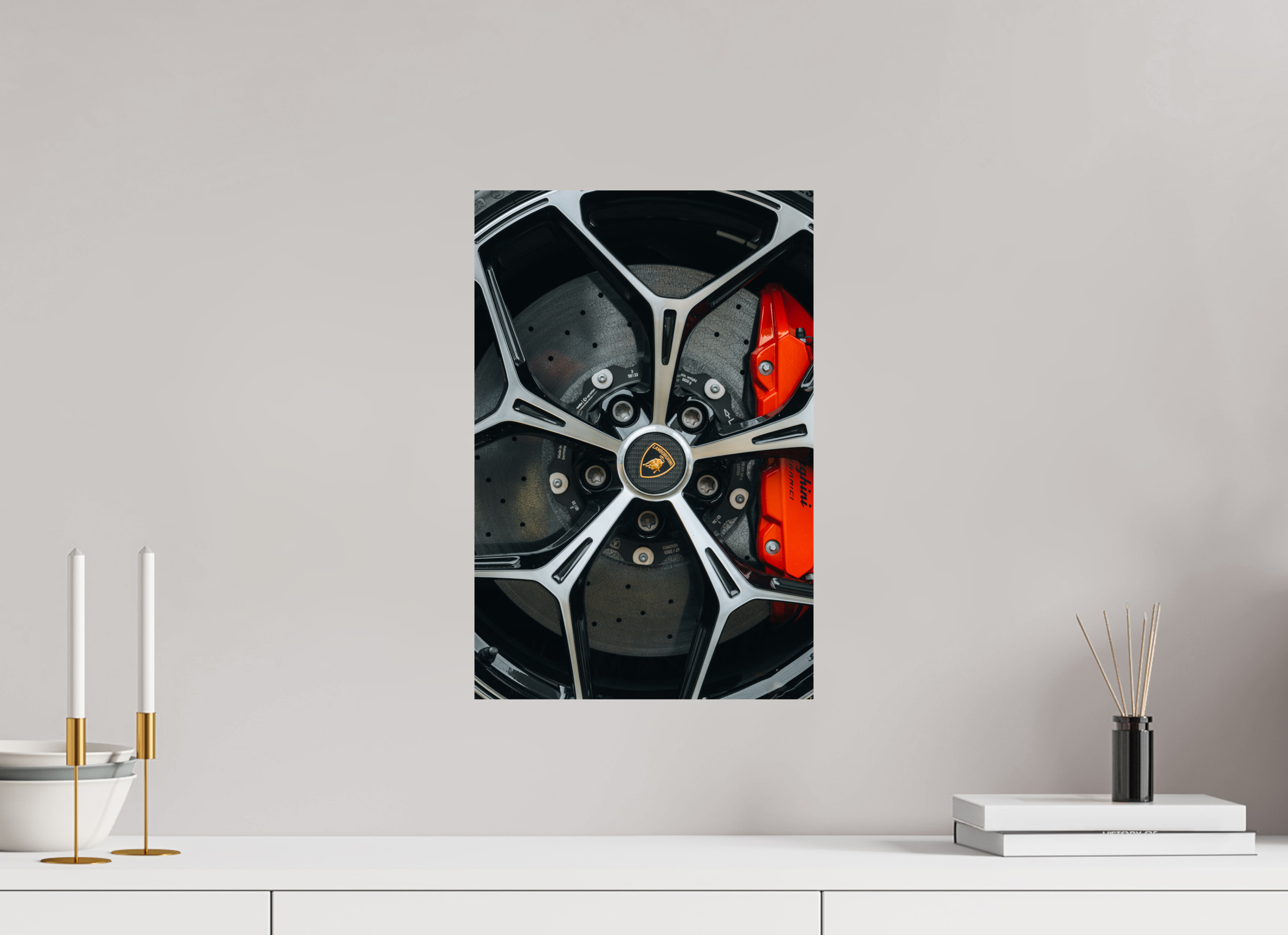 30 x 45 cm, Tirage Fine Art Premium Lamborghini – Détail de jante