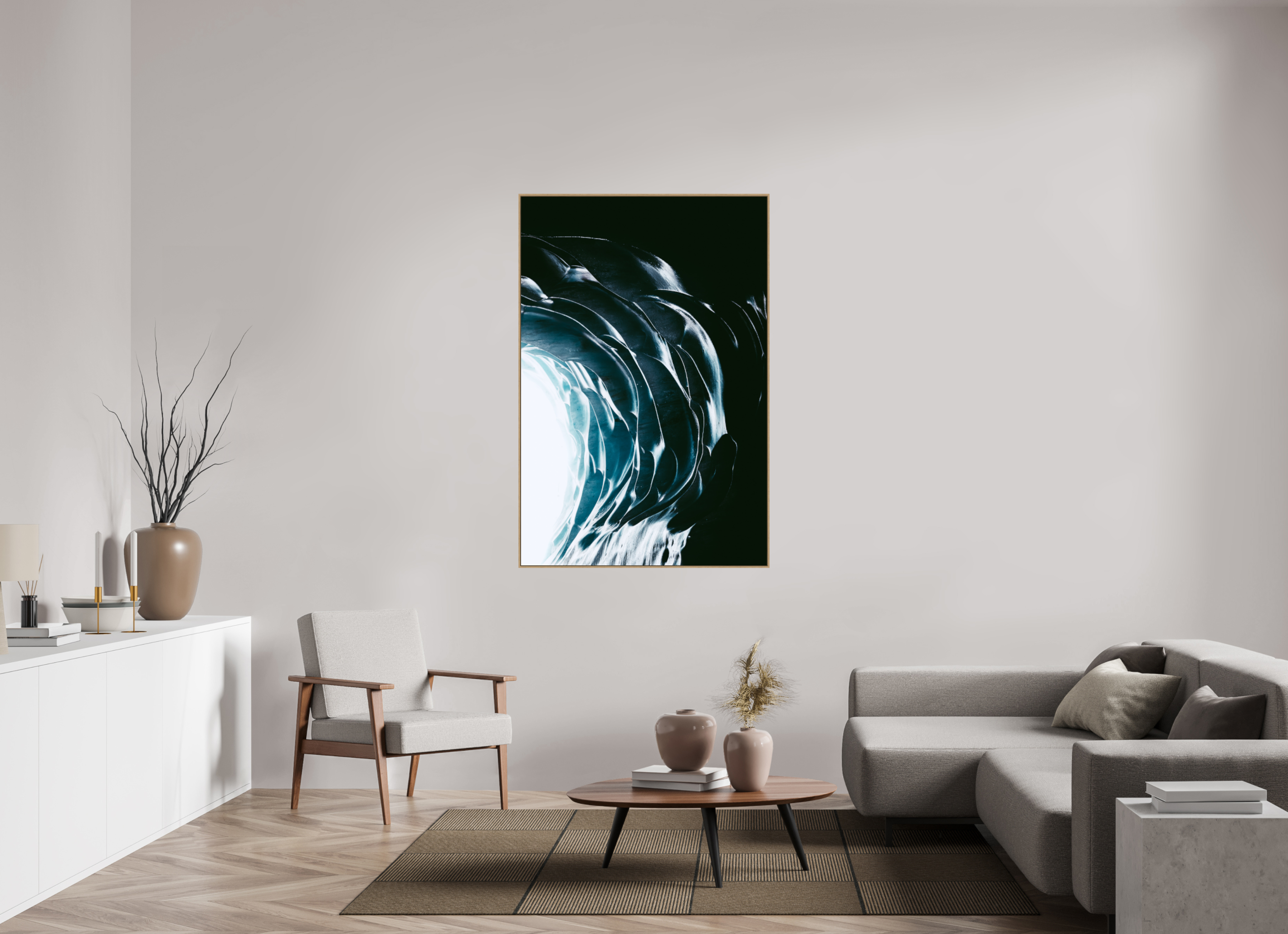 100 x 150 cm, Tirage sous Plexiglas encadré Entrée cristalline de la Mer de Glace