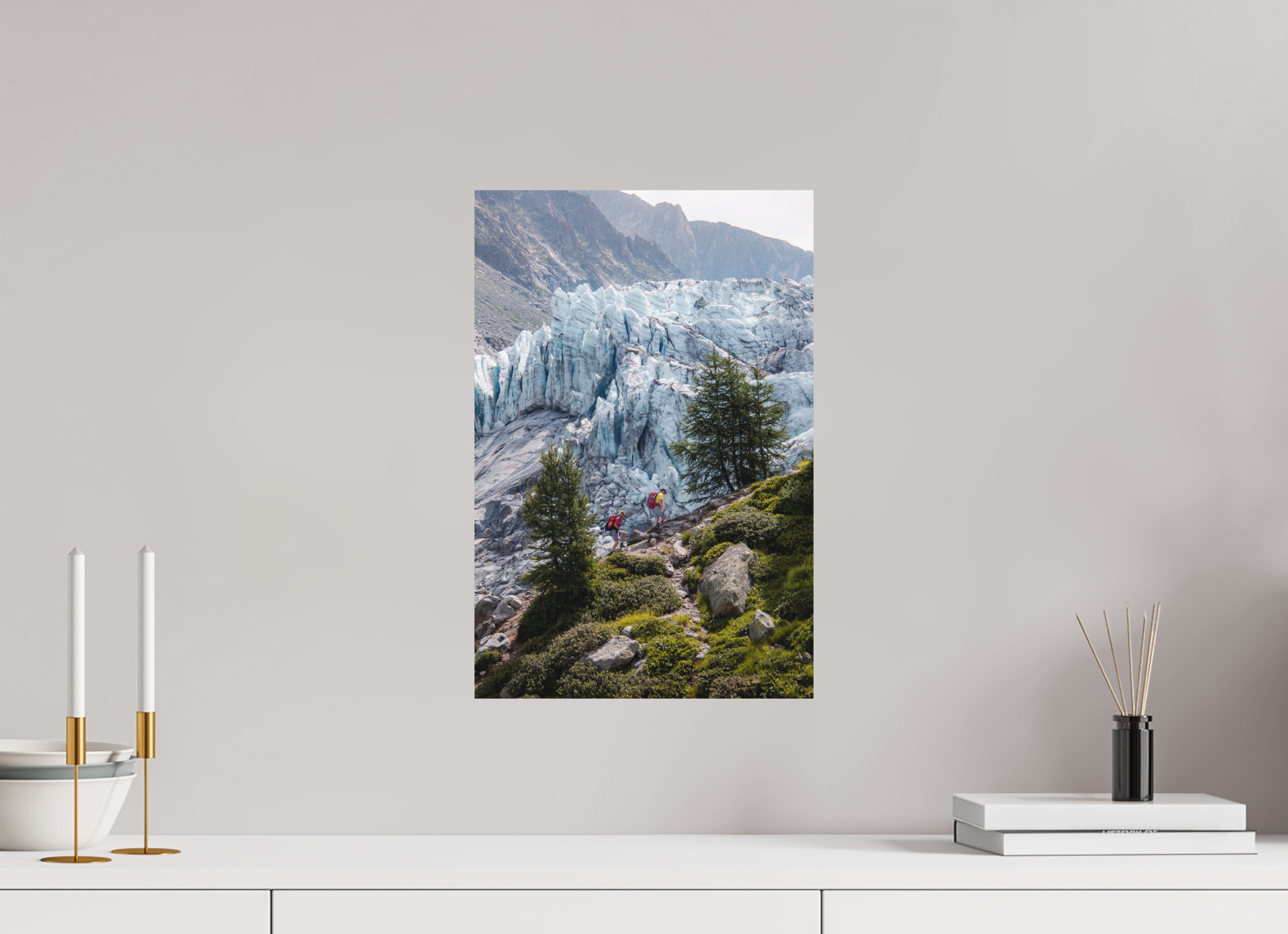 30 x 45 cm, Tirage Fine Art (Papier Mat) Randonneurs face au Glacier d’Argentière