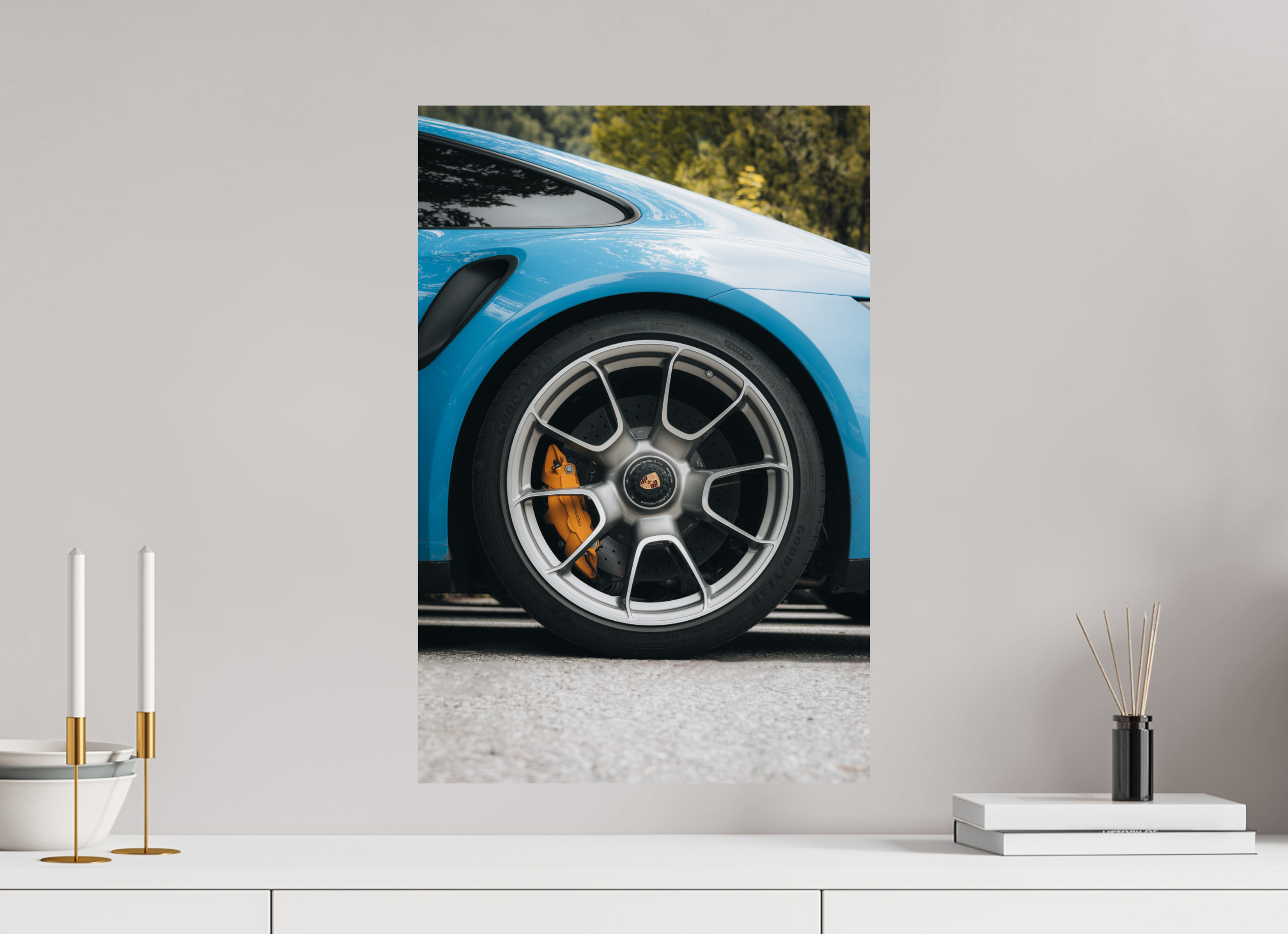 40 x 60 cm, Tirage Fine Art Premium Porsche 911 – Détail mécanique