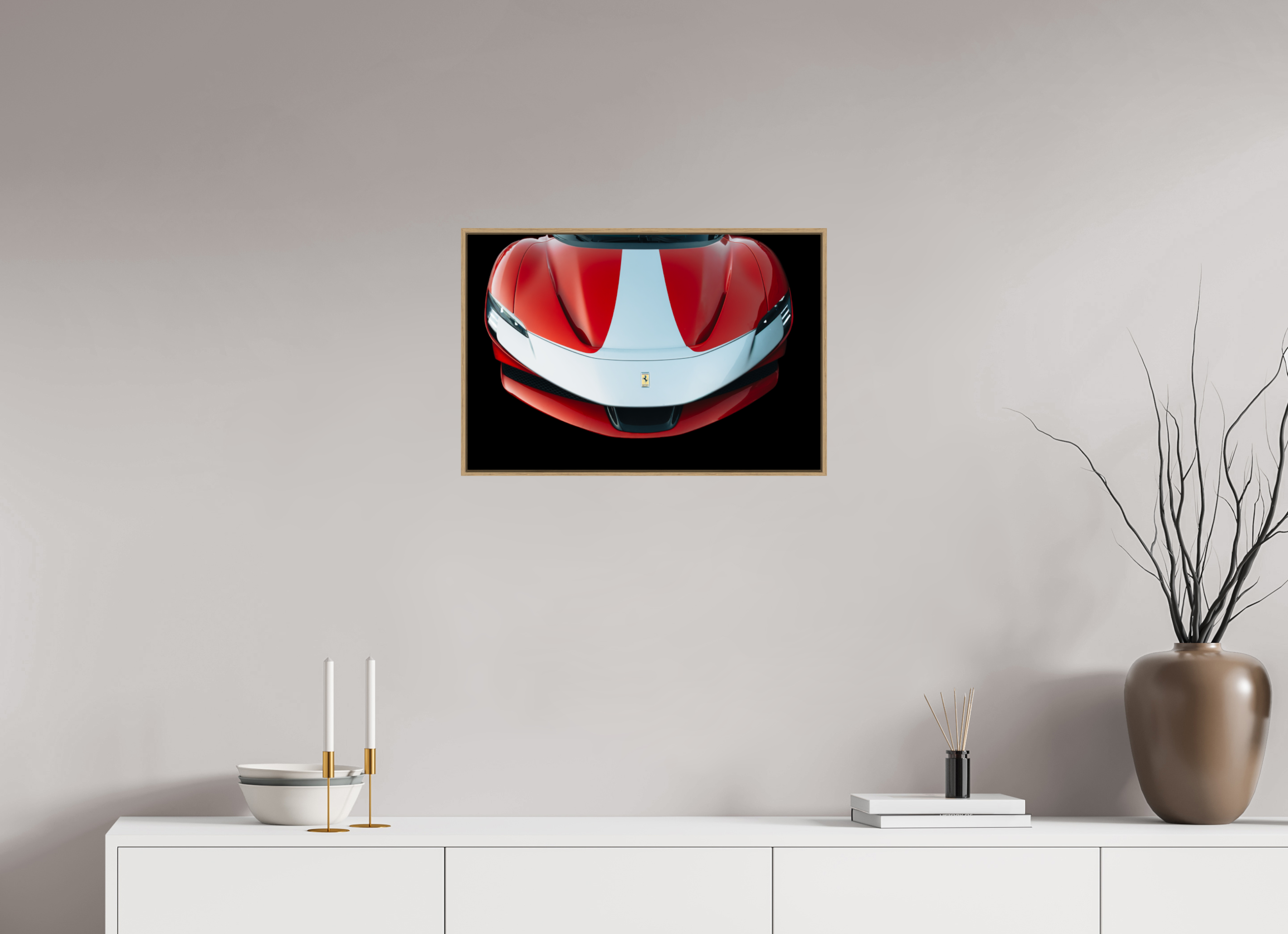 60 x 40 cm, Tirage sous Plexiglas encadré Ferrari