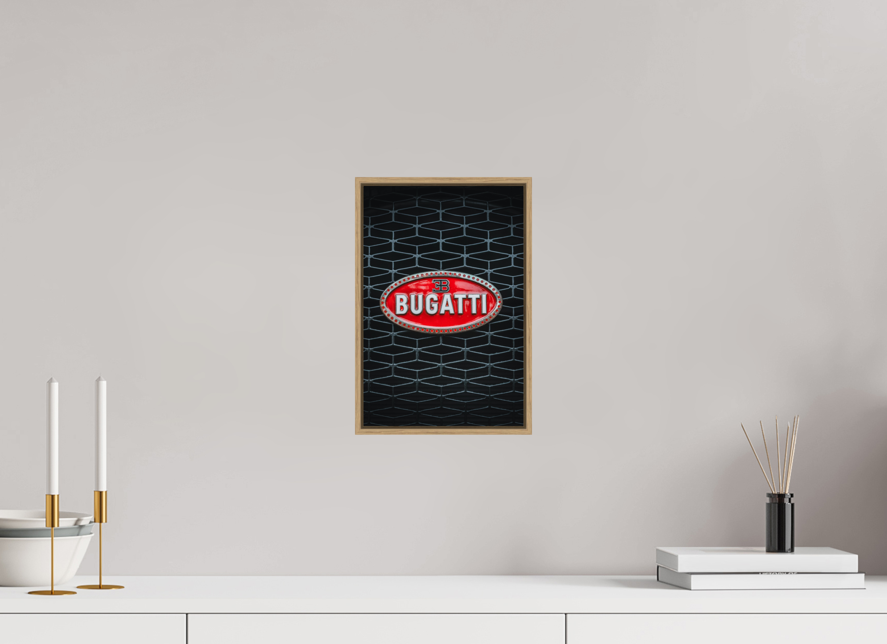 20 x 30 cm, Tirage sous Plexiglas encadré Bugatti – Signature légendaire