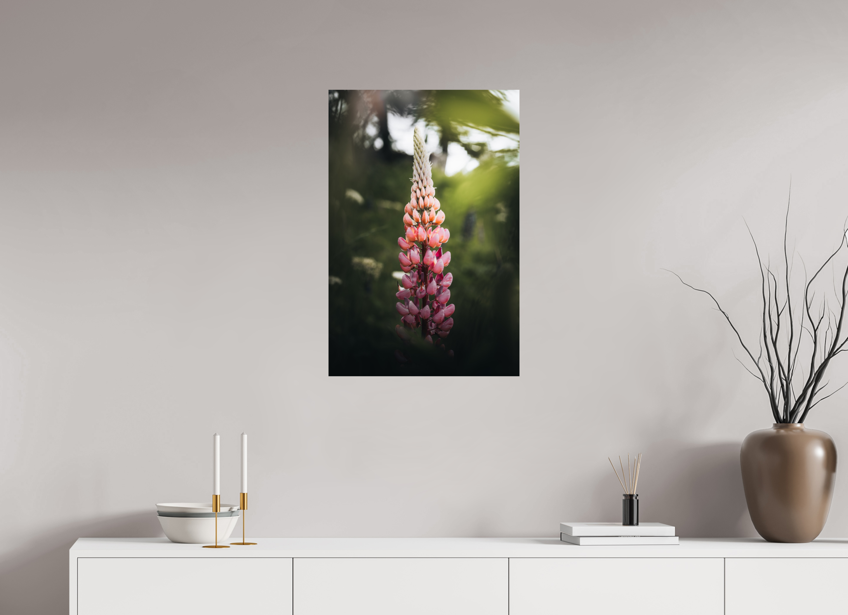 50 x 75 cm, Tirage Fine Art Premium Lupin rose au soleil du matin
