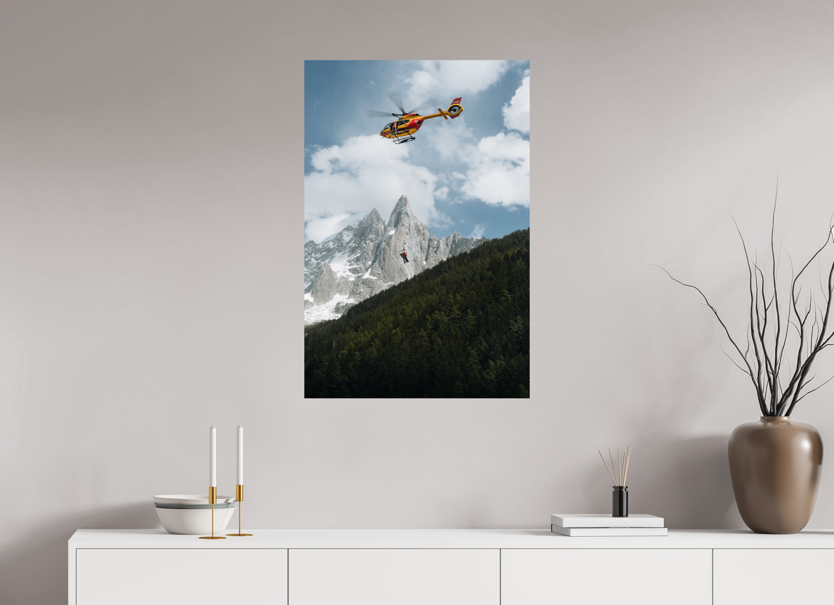 60 x 90 cm, Tirage Fine Art Premium Sauvetage estival au cœur des Drus