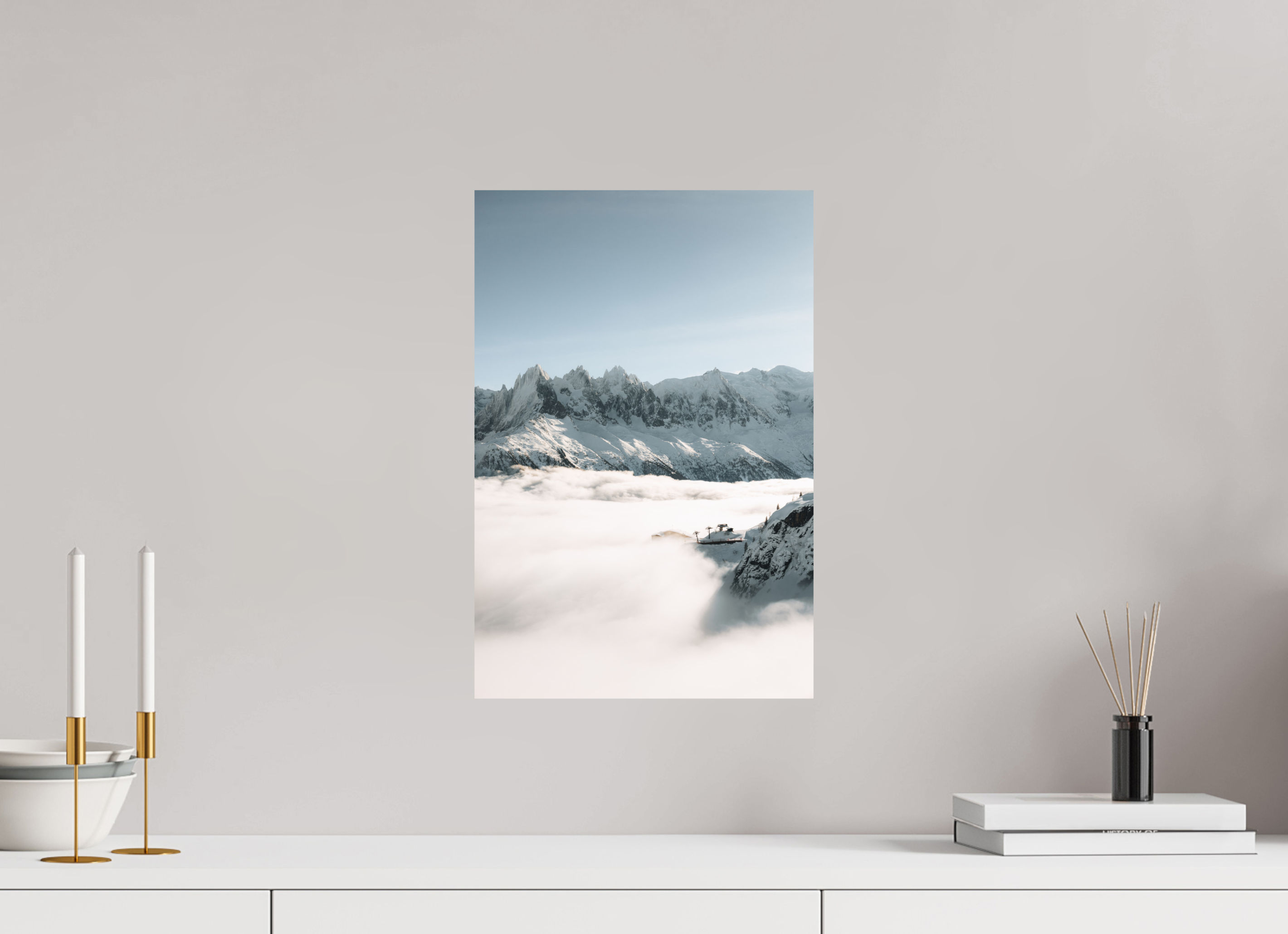 30 x 45 cm, Tirage Fine Art (Papier Mat) Mer de nuages hivernale sur le massif du Mont-Blanc