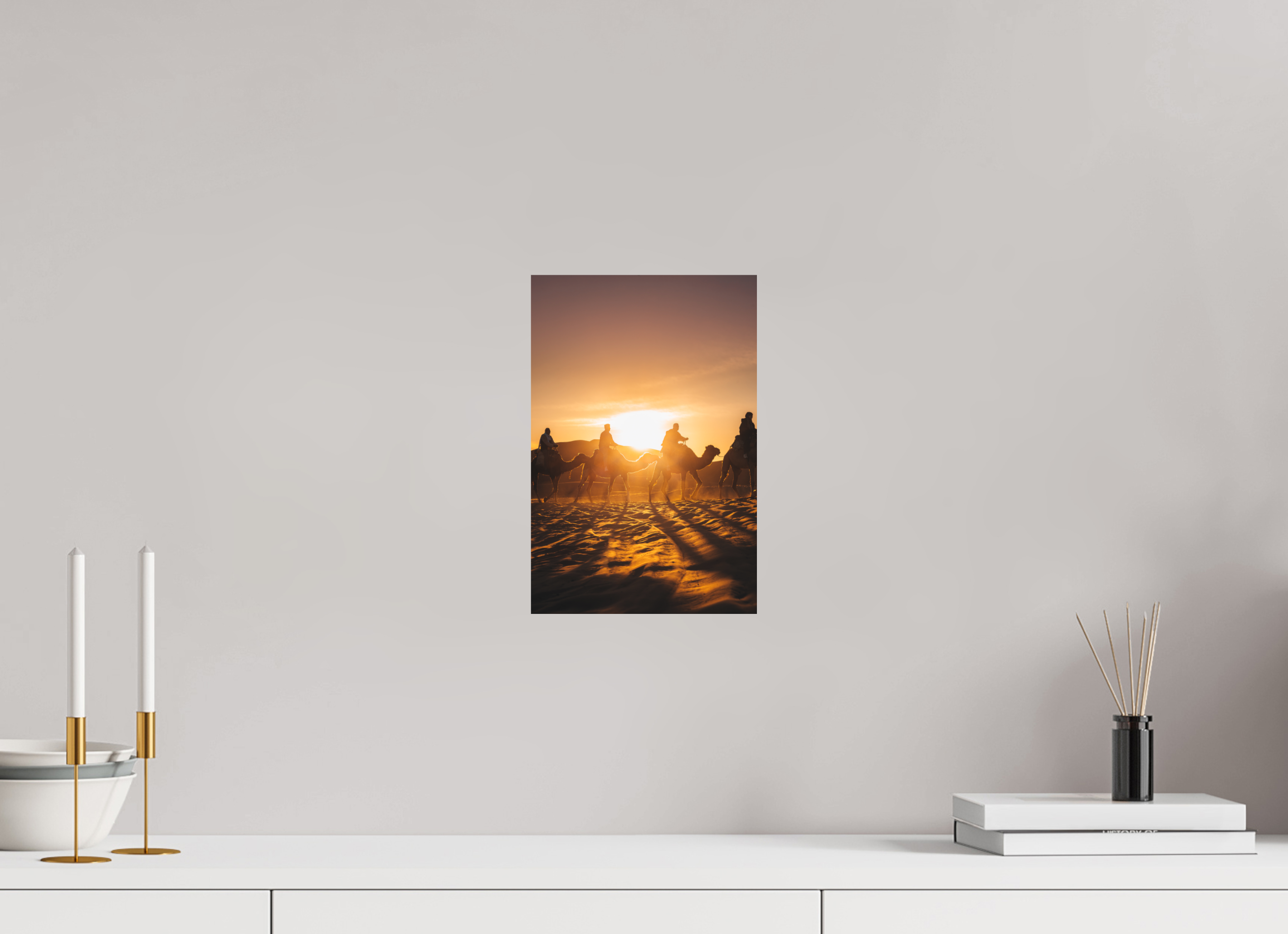 20 x 30 cm, Tirage Fine Art Premium + Silhouettes dans le soleil levant – Sahara