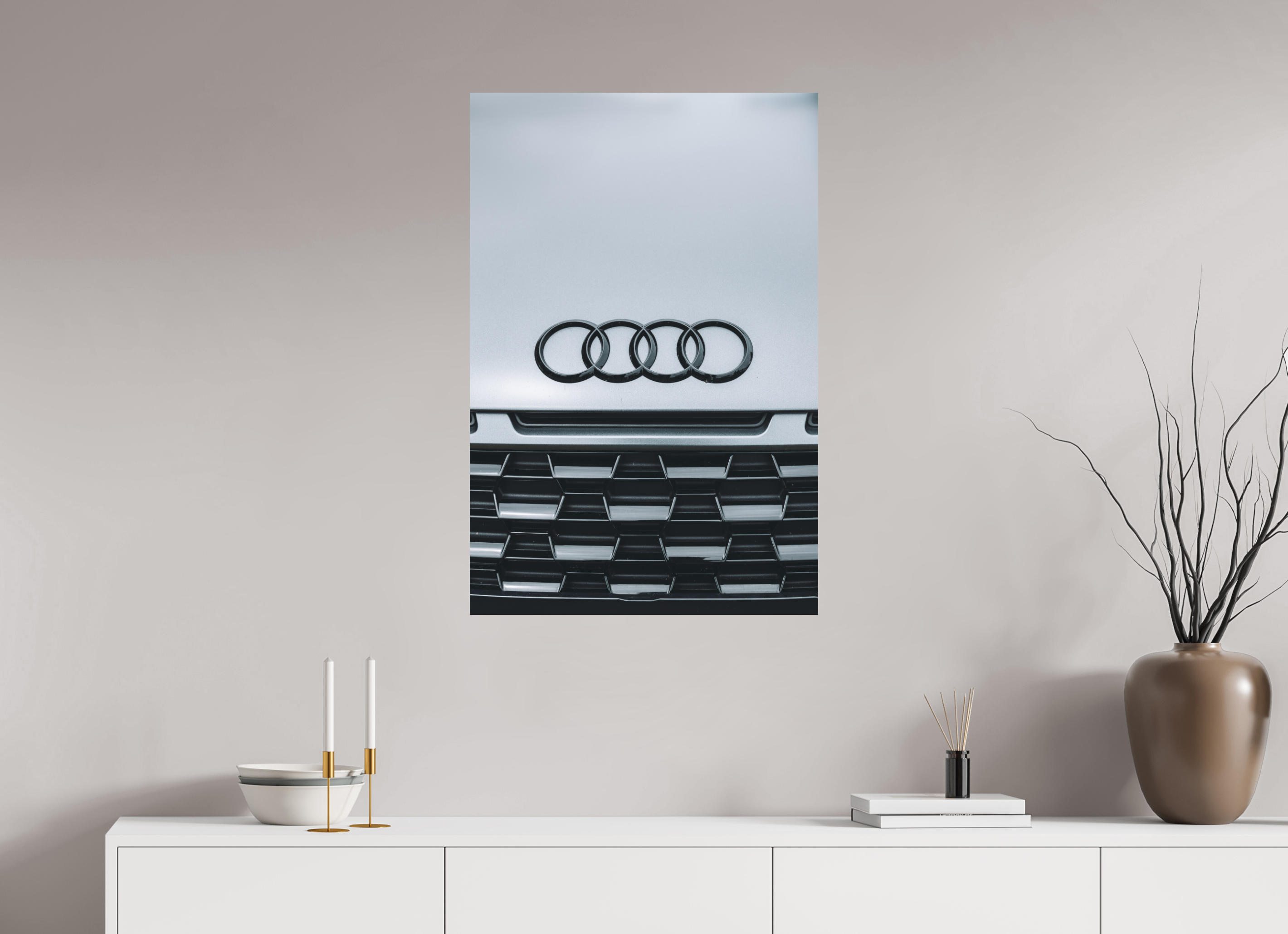 60 x 90 cm, Tirage Fine Art (Papier Mat) Audi – Emblème en noir