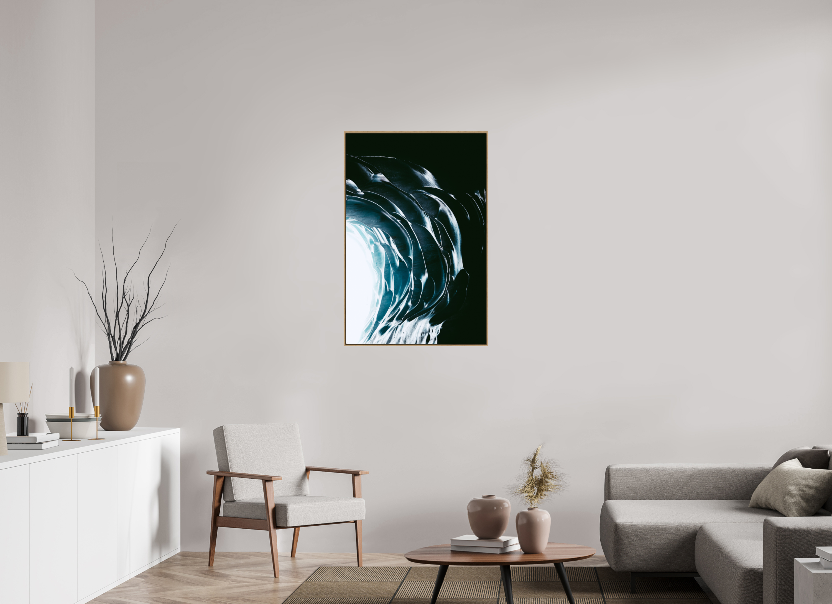 70 x 105 cm, Tirage sous Plexiglas encadré Entrée cristalline de la Mer de Glace