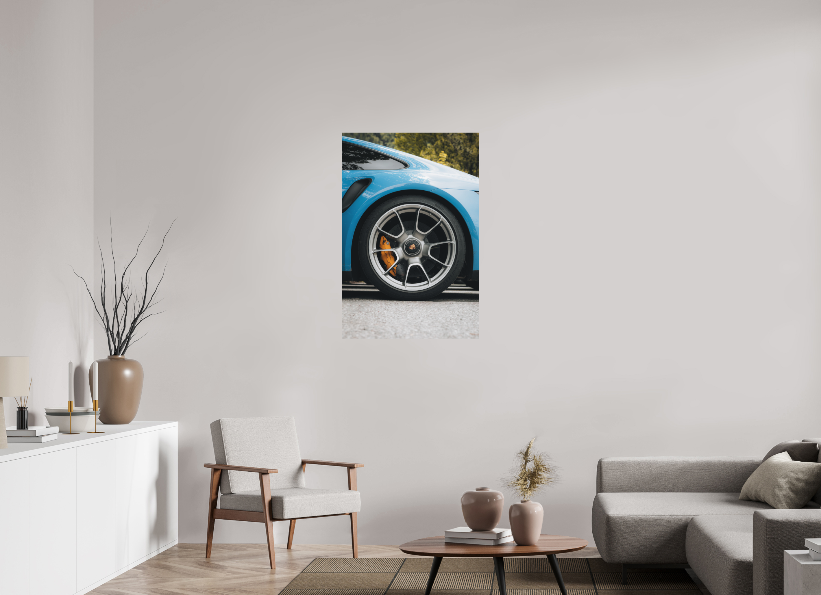 70 x 105 cm, Tirage Fine Art (Papier Mat) Porsche 911 – Détail mécanique