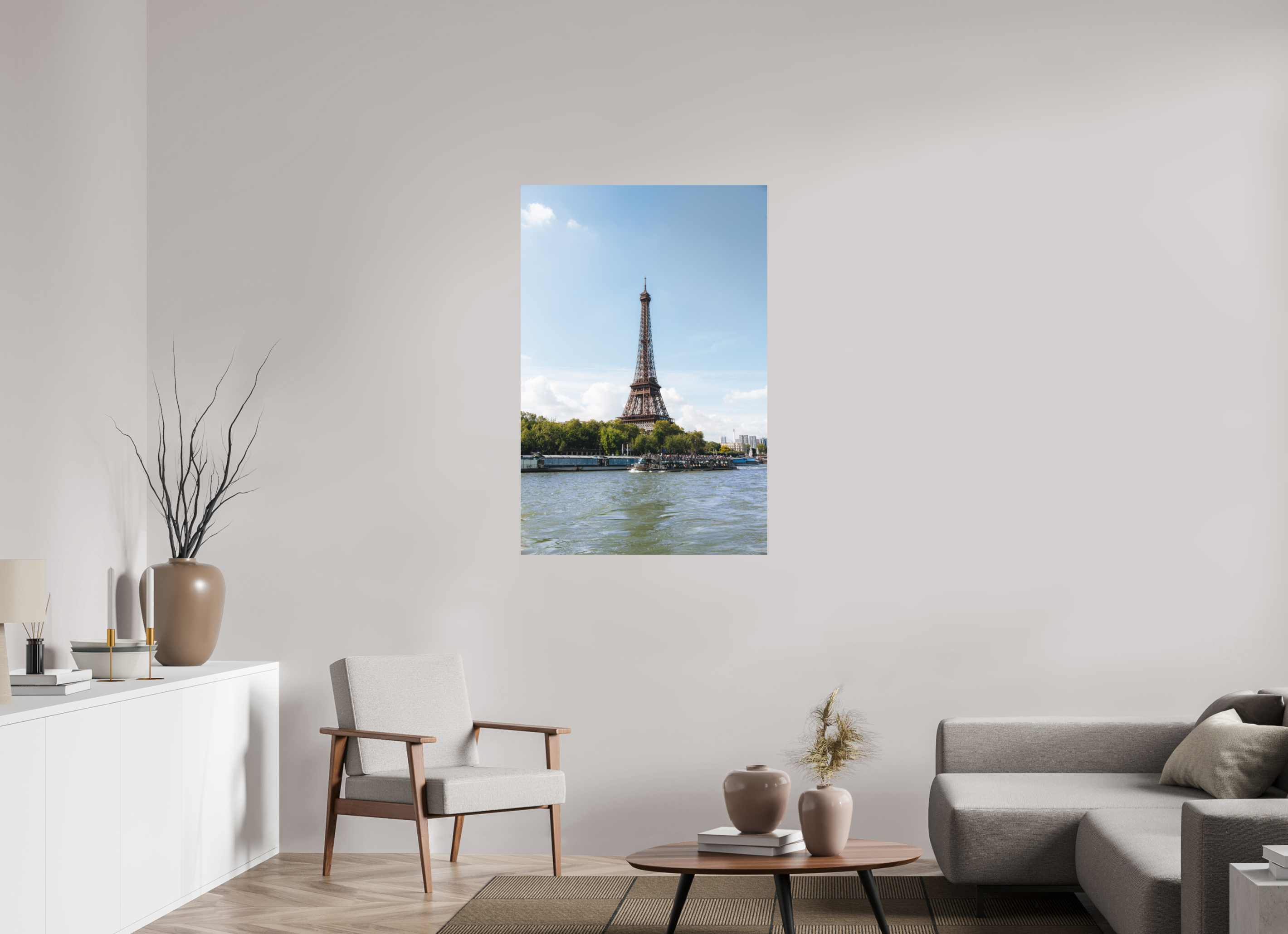 80 x 120 cm, Tirage Fine Art (Papier Mat) Tour Eiffel – Reflets sur la Seine