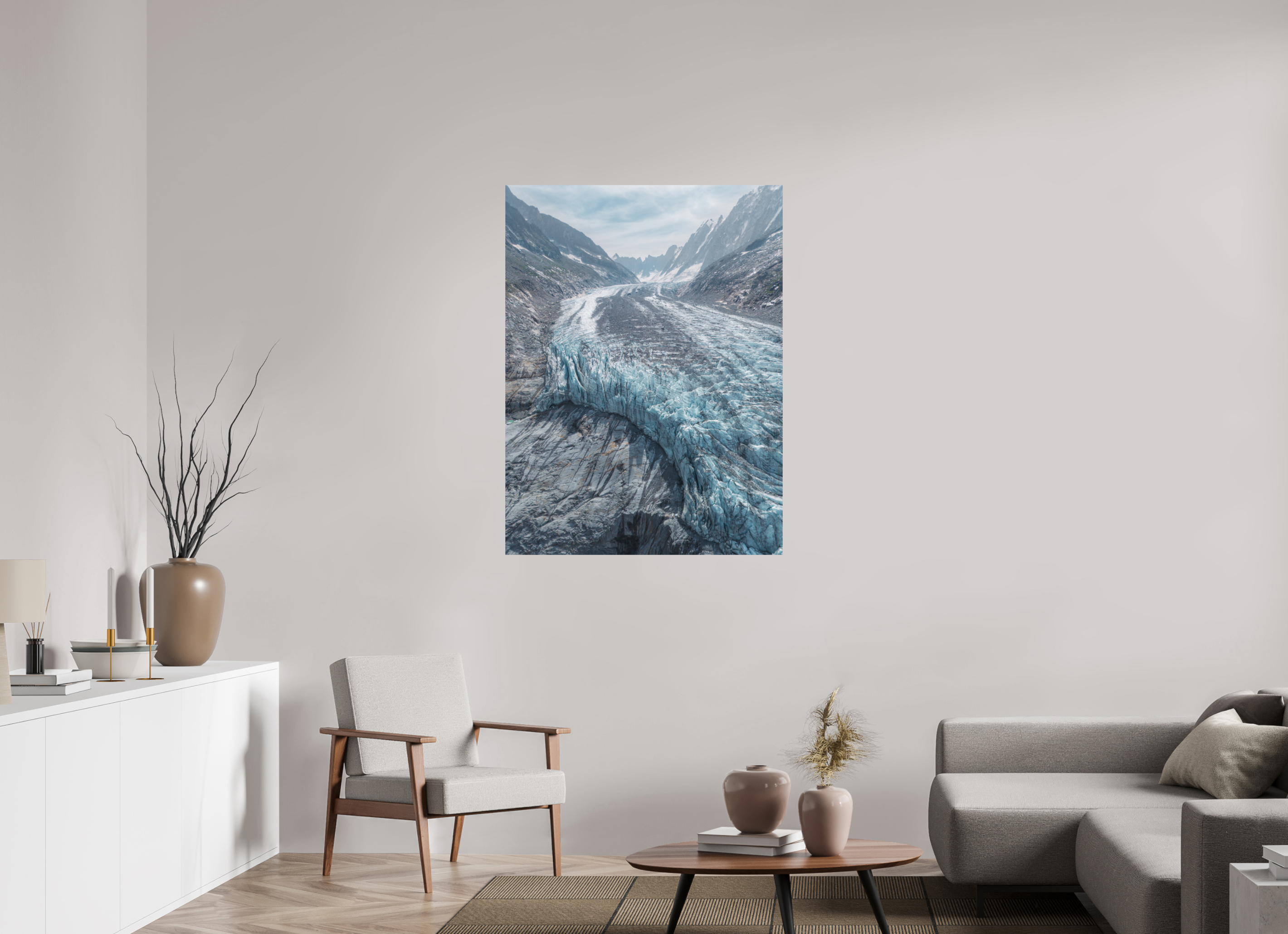 90 x 120 cm, Tirage Fine Art Premium + Courbe Glaciaire – Glacier d’Argentière