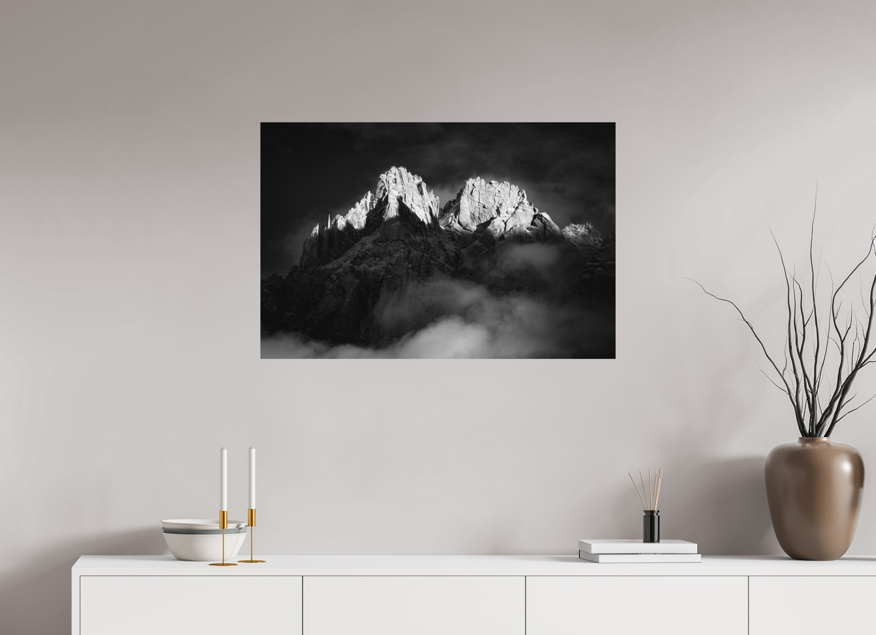 90 x 60 cm, Tirage Fine Art Premium + Sommets Illuminés – Aoste, Italie