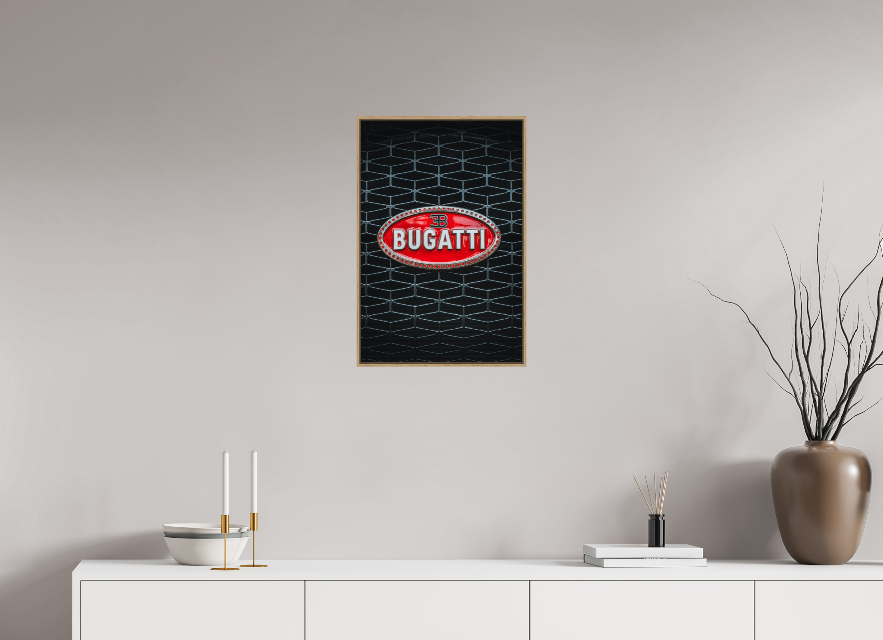 40 x 60 cm, Tirage sous Plexiglas encadré Bugatti – Signature légendaire