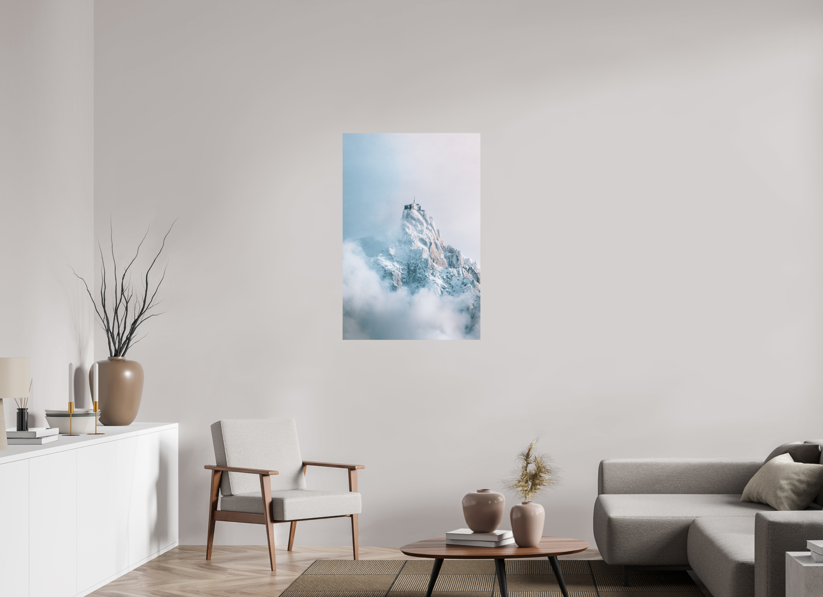 70 x 105 cm, Tirage Fine Art Premium + Aiguille du Midi au réveil hivernal